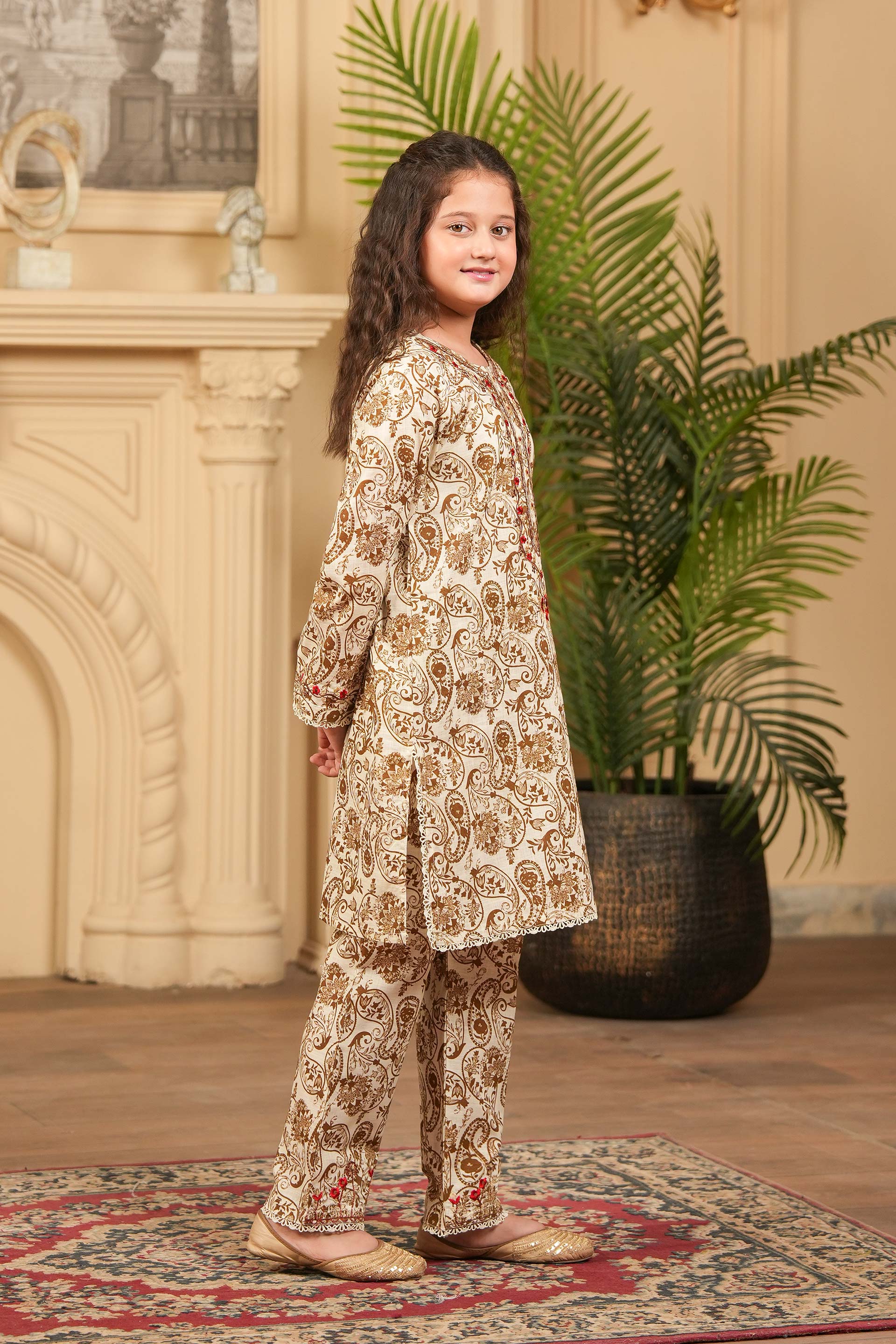 Whispering Threads Printed Khaddar 2PC – Beige 🍁 (RTW)