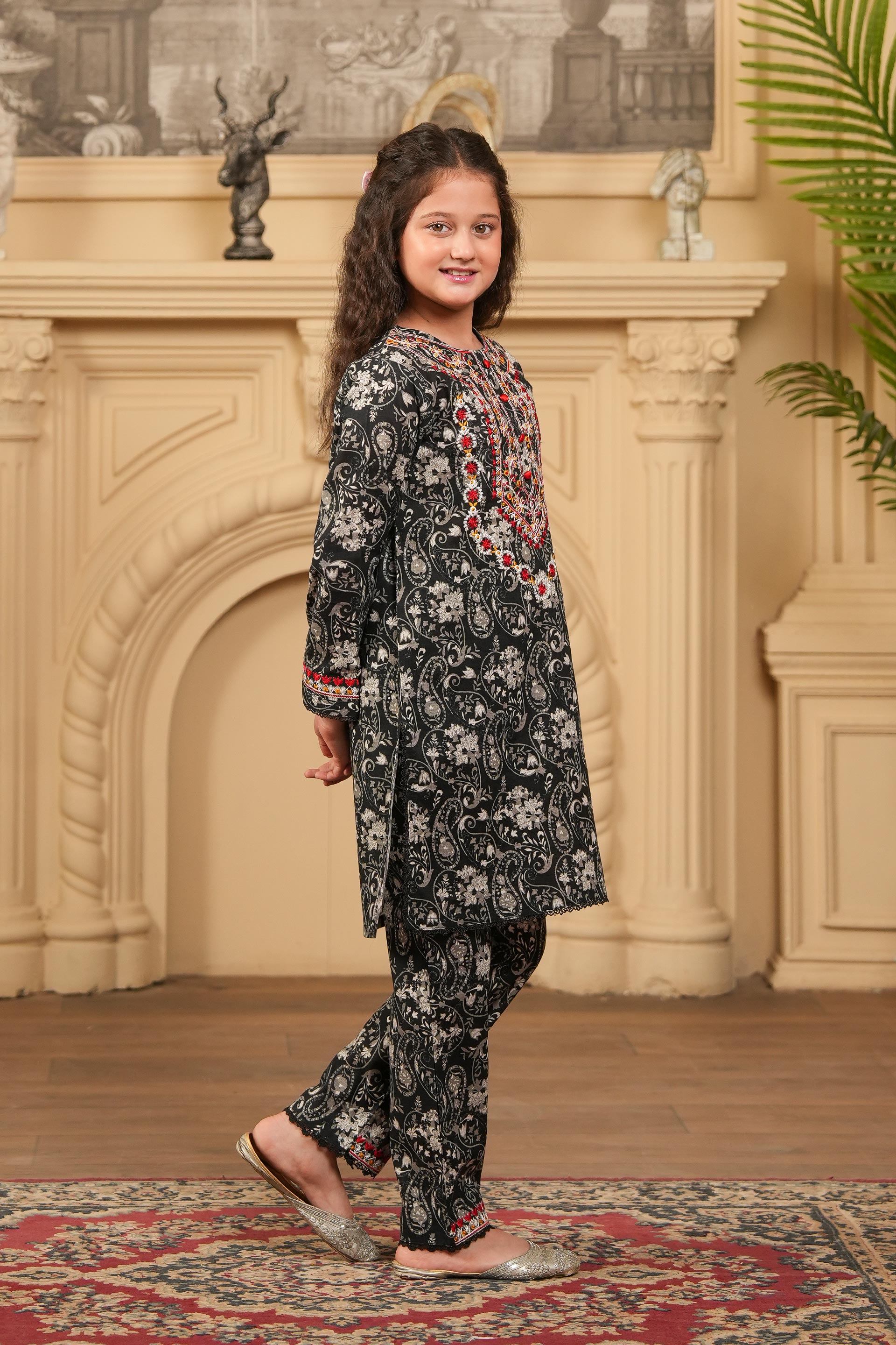 Noorani Charm Printed Khaddar 2 Piece – Black (RTW) 🖤