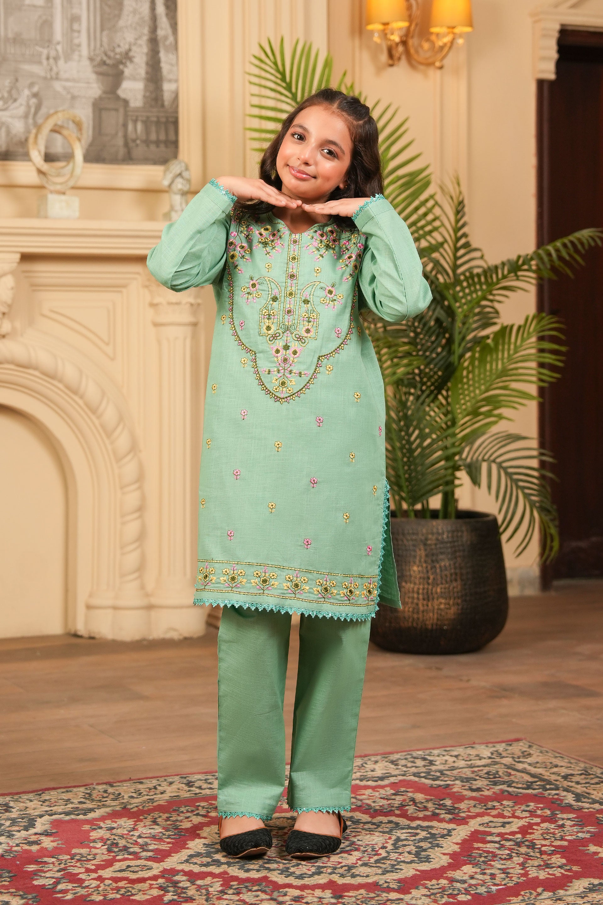 Noor-e-Hina Embroidered Khaddar 02 Piece – Mint (RTW) 💫
