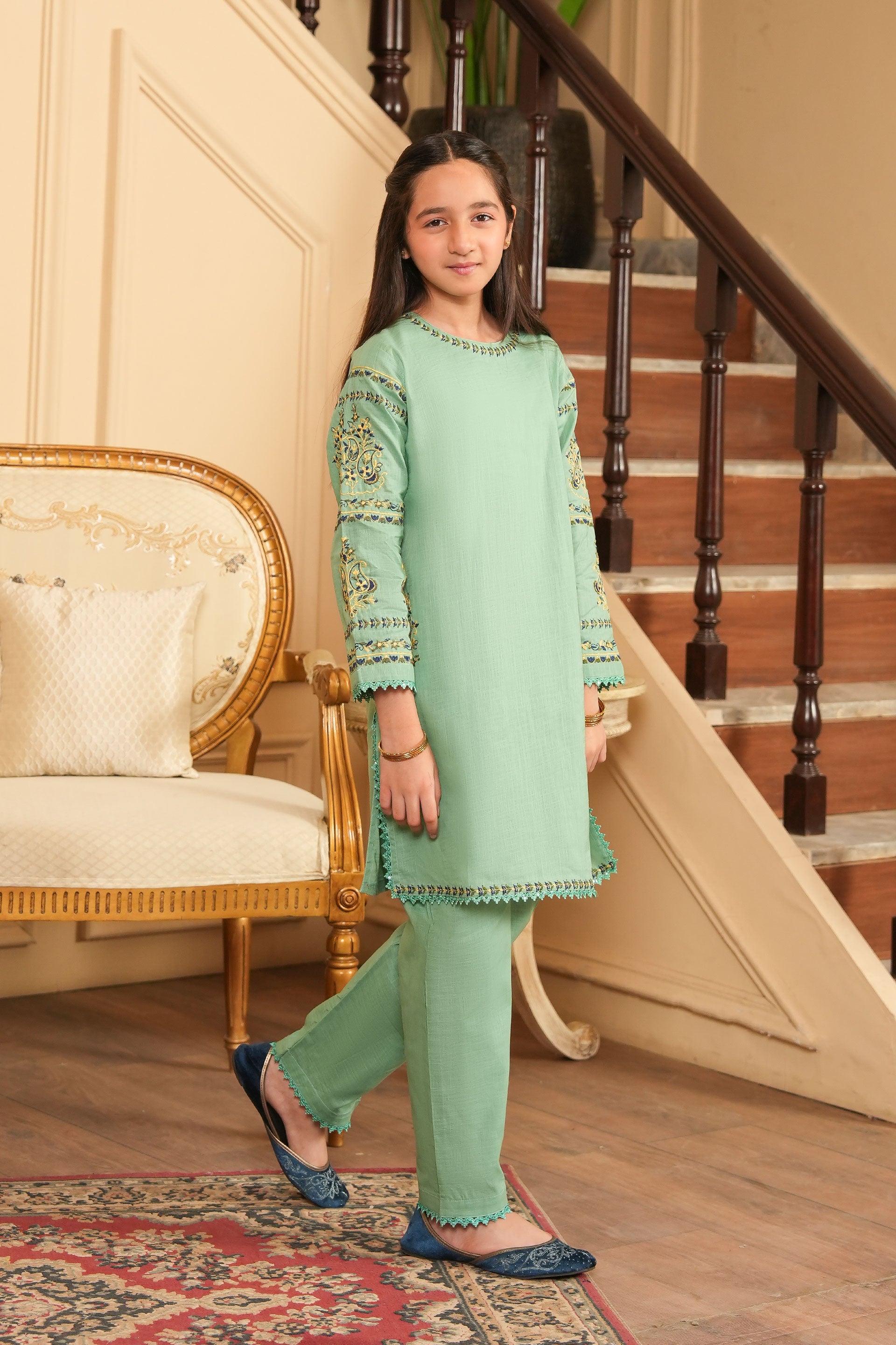 Mint Breeze Embroidered Khaddar 2 Piece – Mint  (RTW)🌿