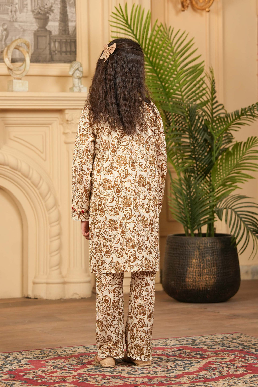 Whispering Threads Printed Khaddar 2PC – Beige 🍁 (RTW)