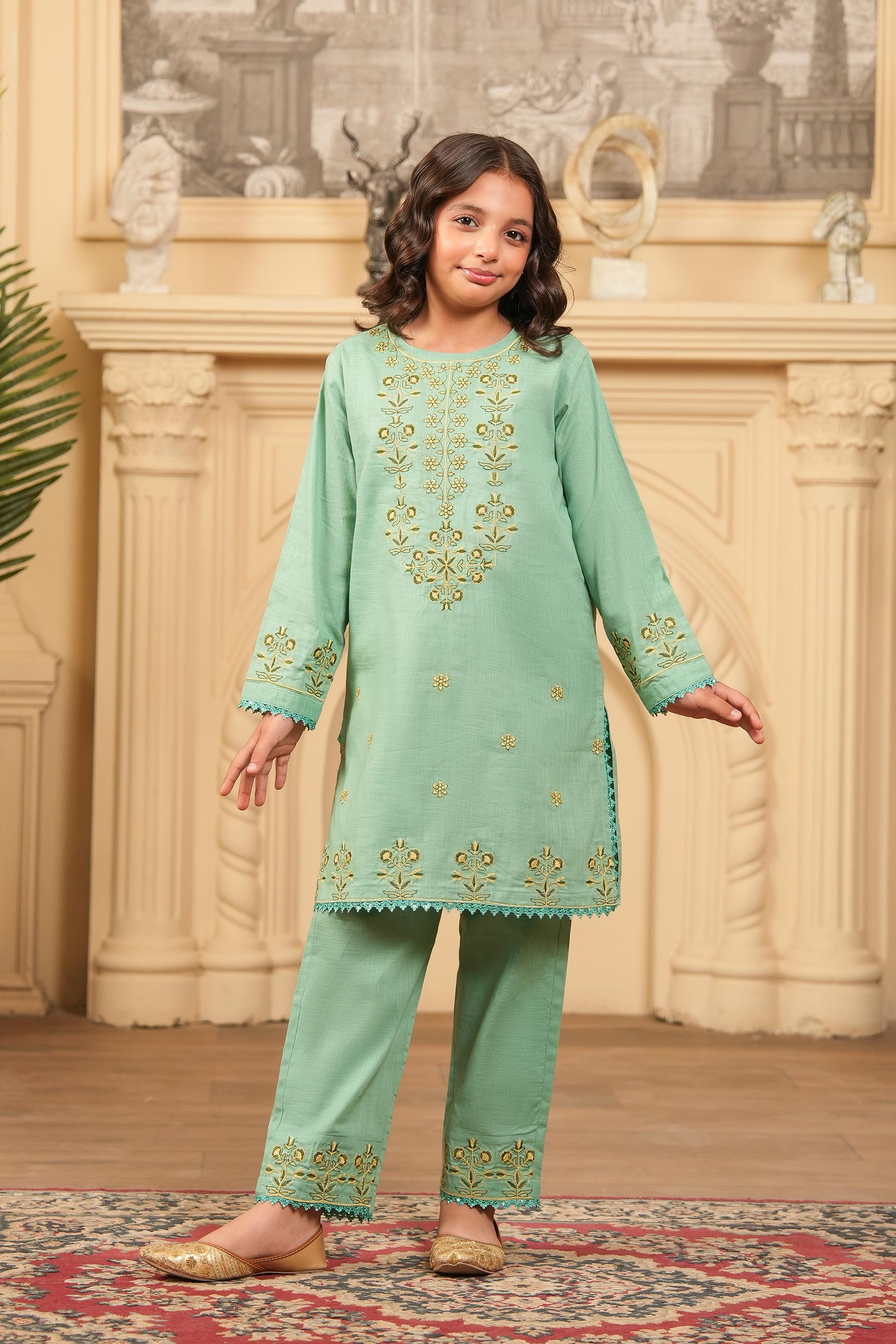 Zarqa Embroidered Khaddar 02 Piece – Pista Green (RTW) 🌿✨