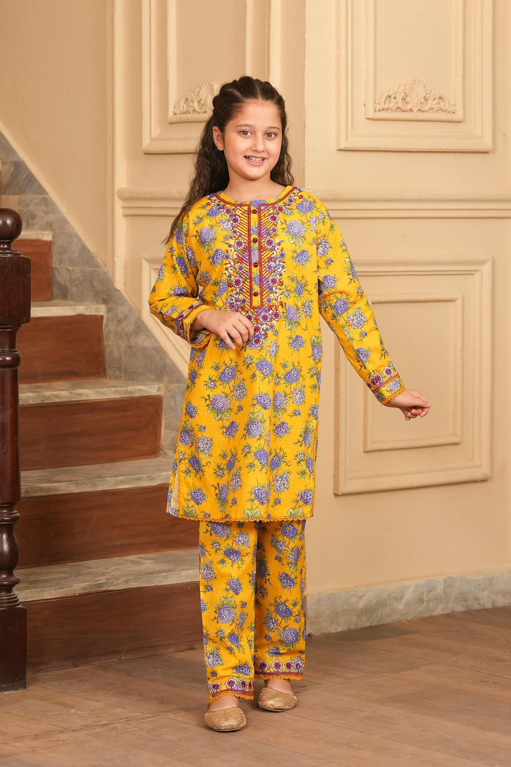 Marigold Printed Embroidered Khaddar 02 Piece – Yellow 🌼 (RTW)
