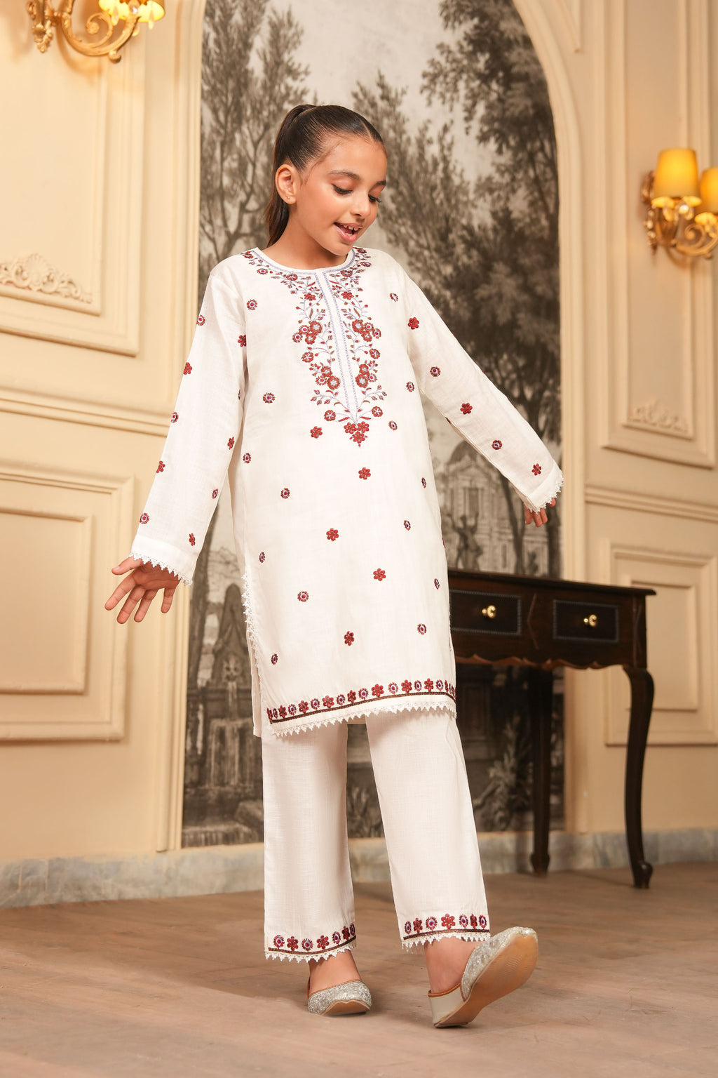 Gulnaar Embroidered Khaddar 2 Piece – Ivory Bloom (RTW) 🌸