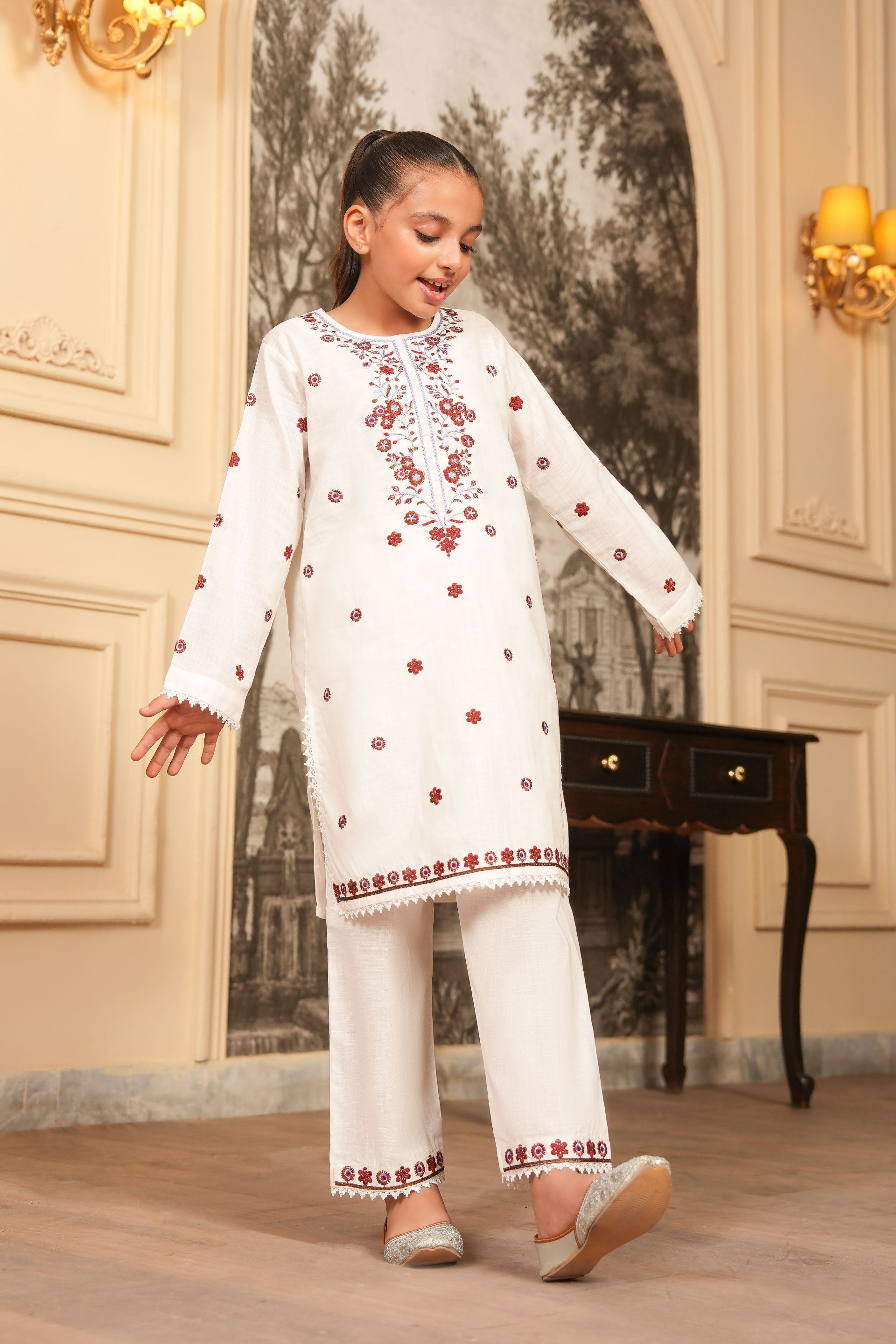 Gulnaar Embroidered Khaddar 2 Piece – Ivory Bloom (RTW) 🌸