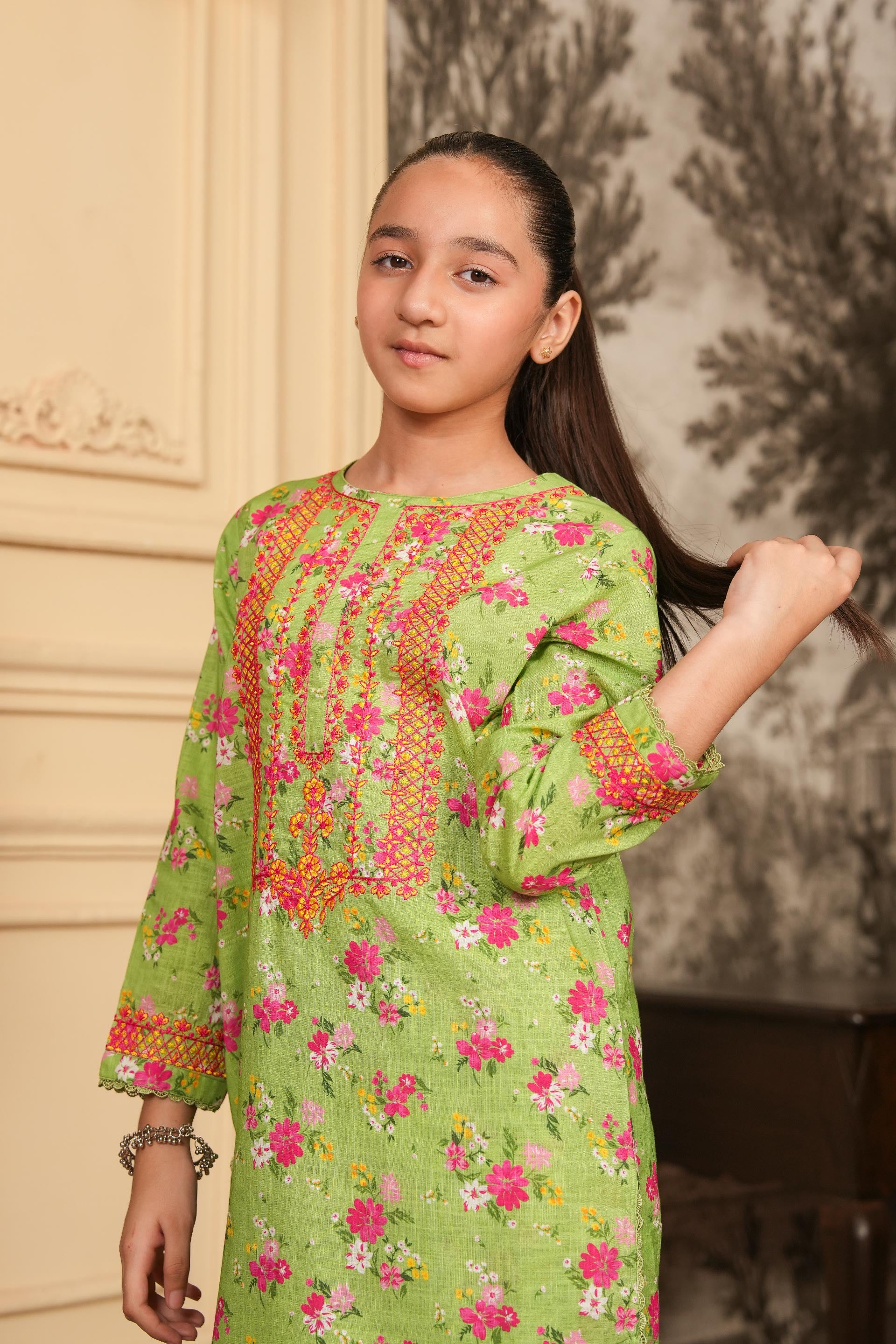 Little Shine 🌺 Printed Khaddar 02 Piece – Pea (RTW)