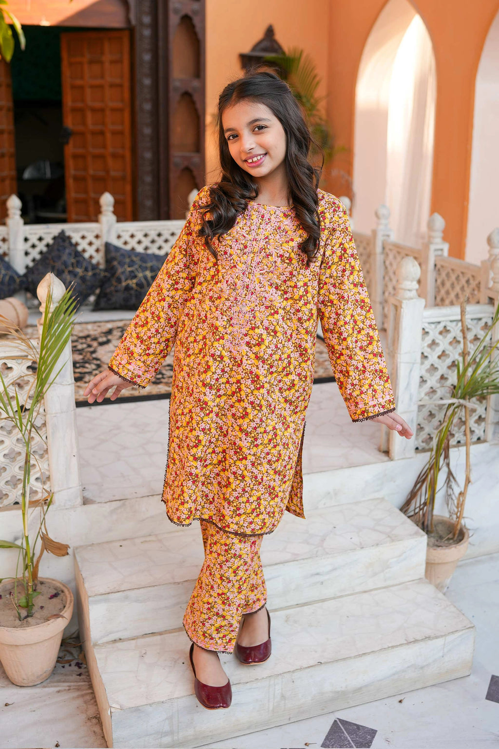 Honey Blossom 🍯 Cotton 2-Piece – Pink & Yellow (RTW)