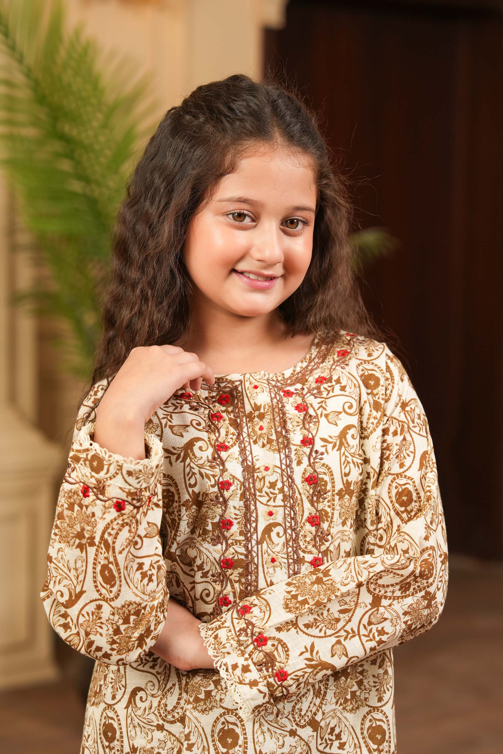 Whispering Threads Printed Khaddar 2PC – Beige 🍁 (RTW)