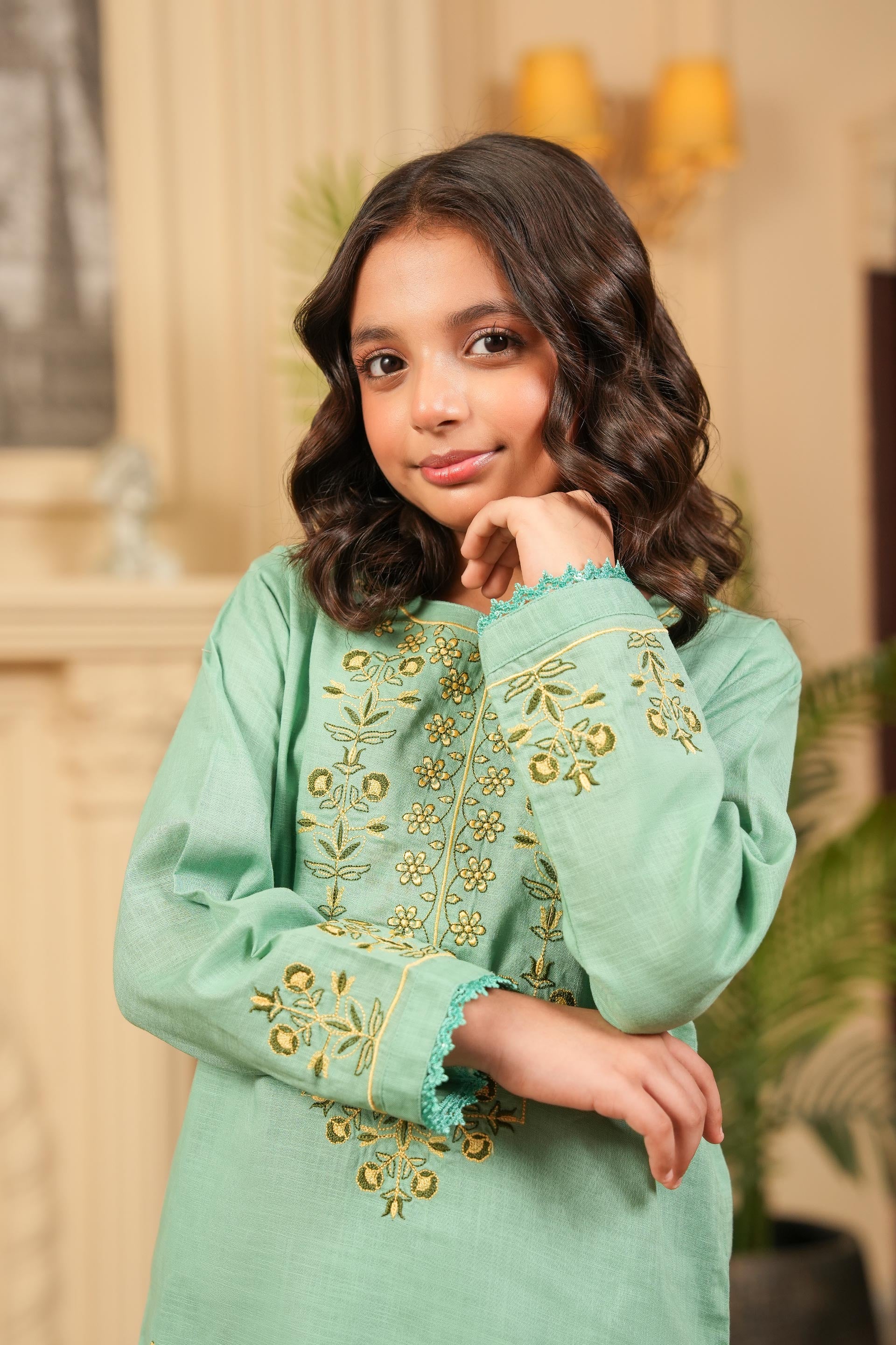 Zarqa Embroidered Khaddar 02 Piece – Pista Green (RTW) 🌿✨