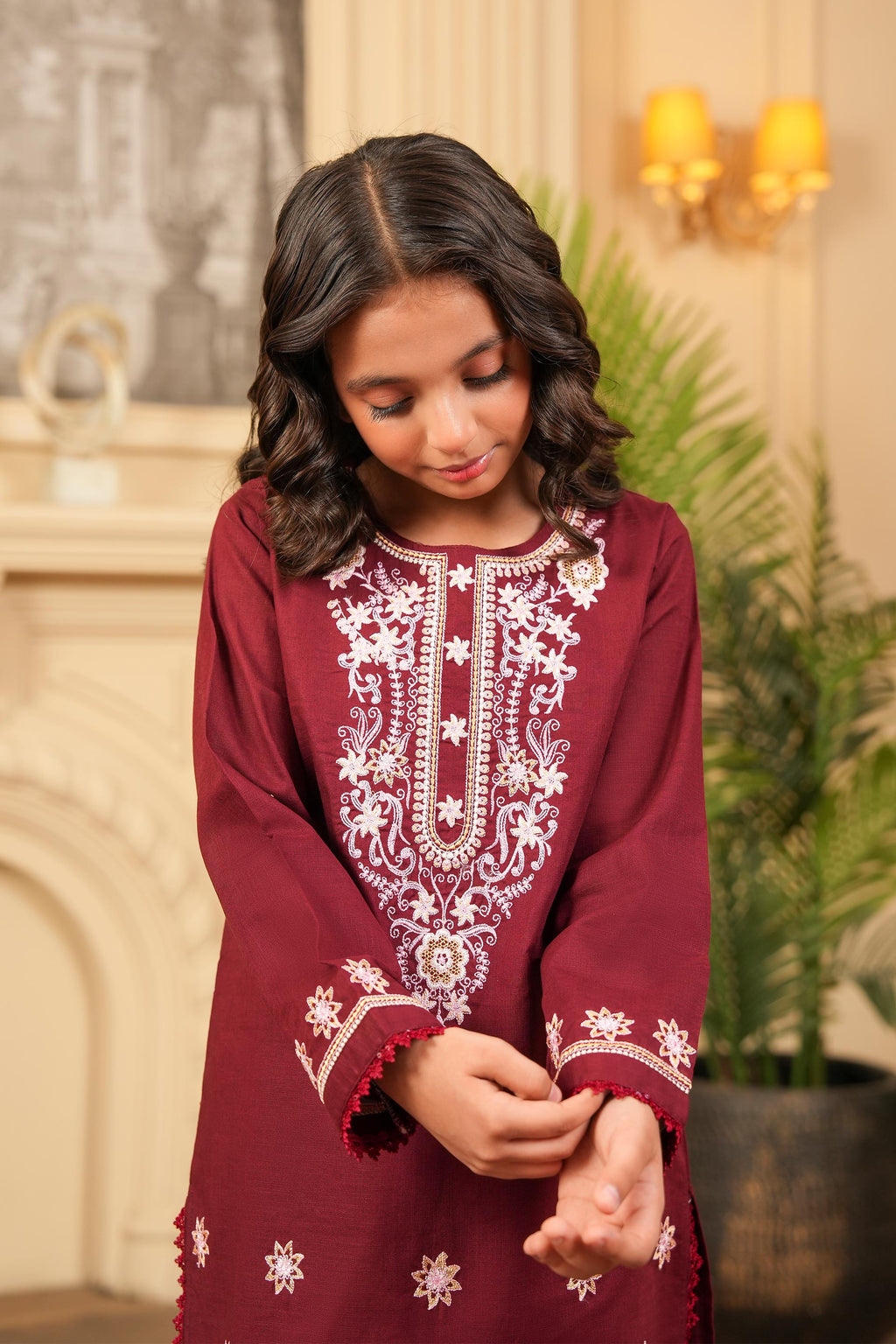 Deep Garnet Embroidered Khaddar 02 Piece – Maroon (RTW) 💎