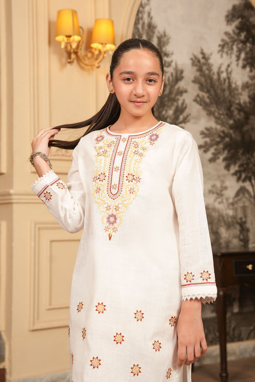 Aafreen Embroidered  Khaddar 2 Piece – Snow Petal (RTW) ❄️🌸