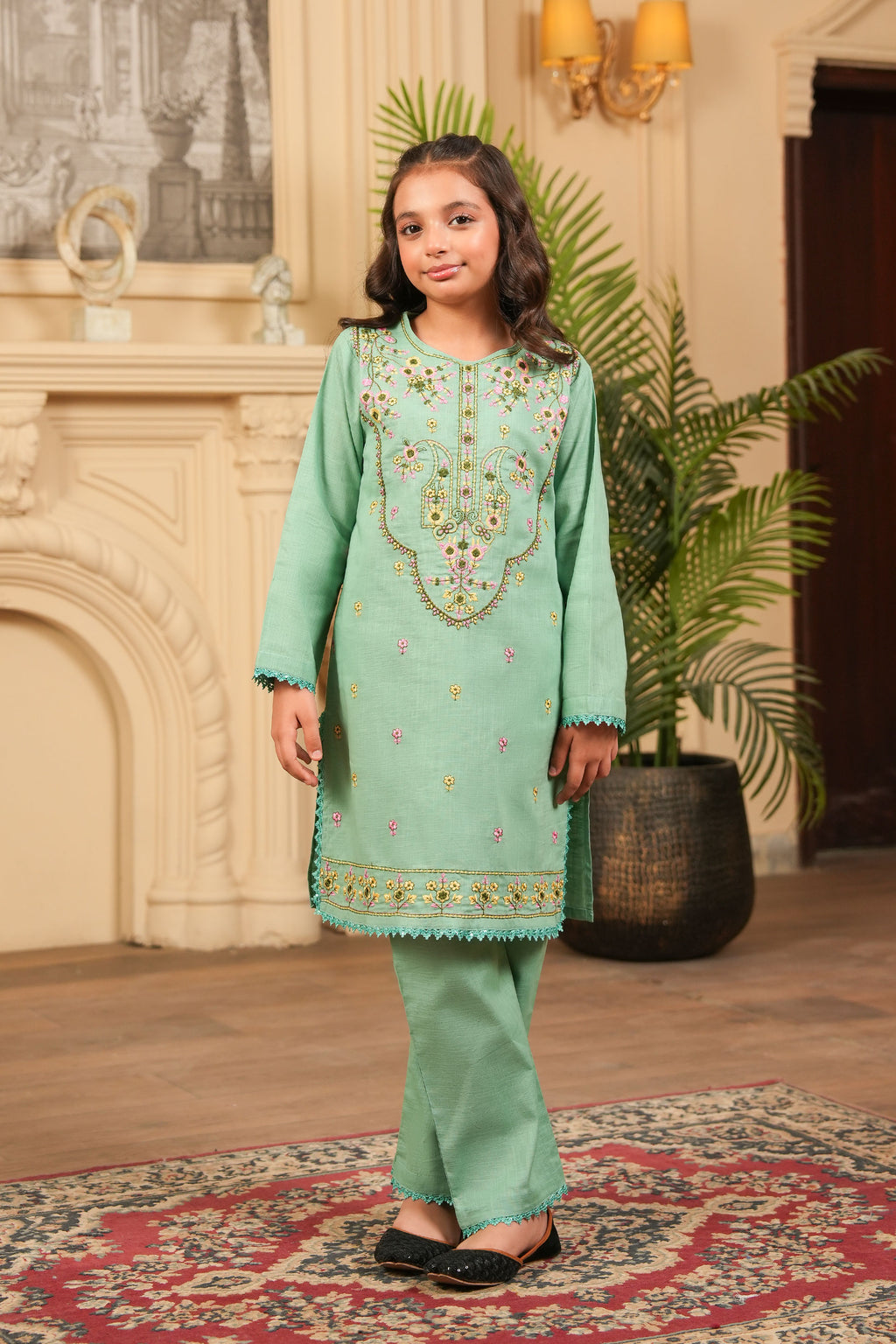 Noor-e-Hina Embroidered Khaddar 02 Piece – Mint (RTW) 💫