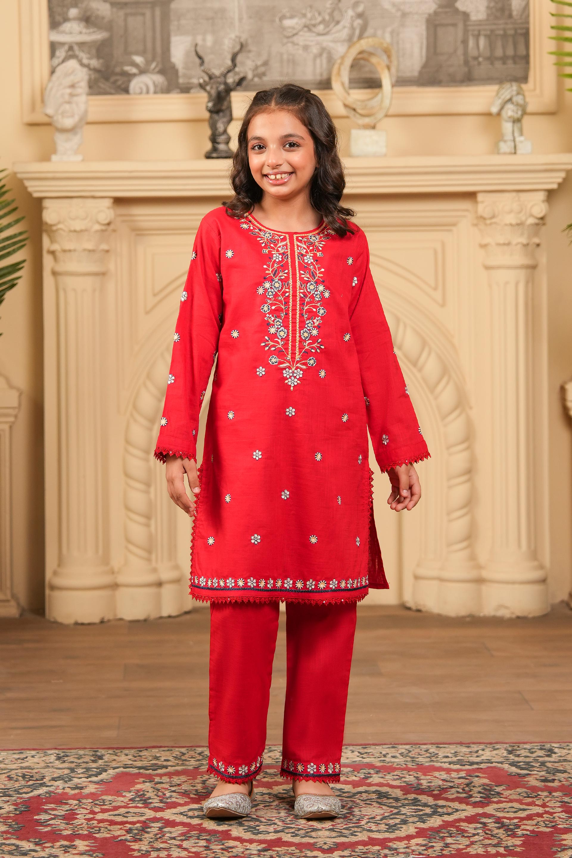 Sang-e-Lal Style Embroidered Khaddar 02 Piece – Red 🧣 (RTW)