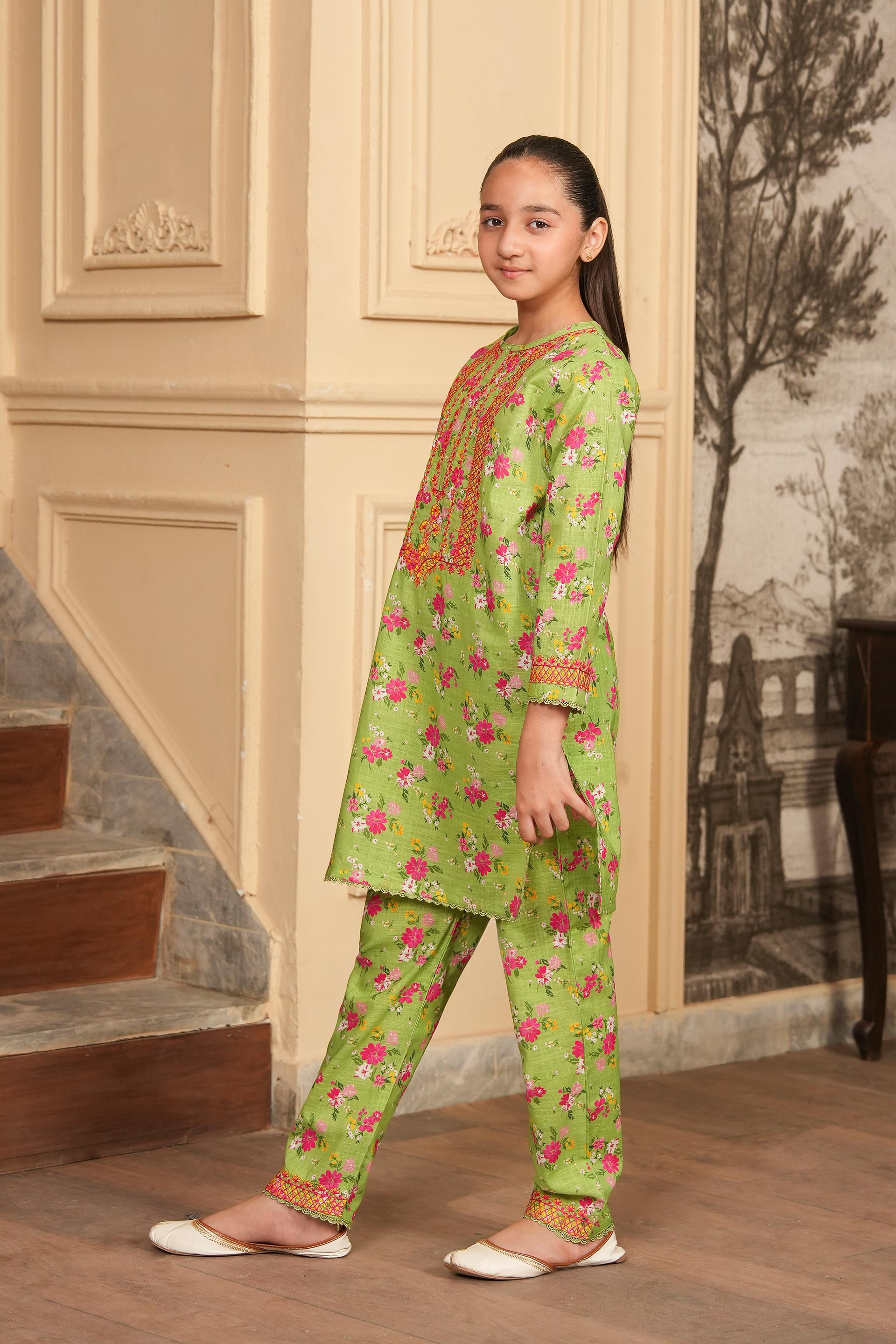 Little Shine 🌺 Printed Khaddar 02 Piece – Pea (RTW)