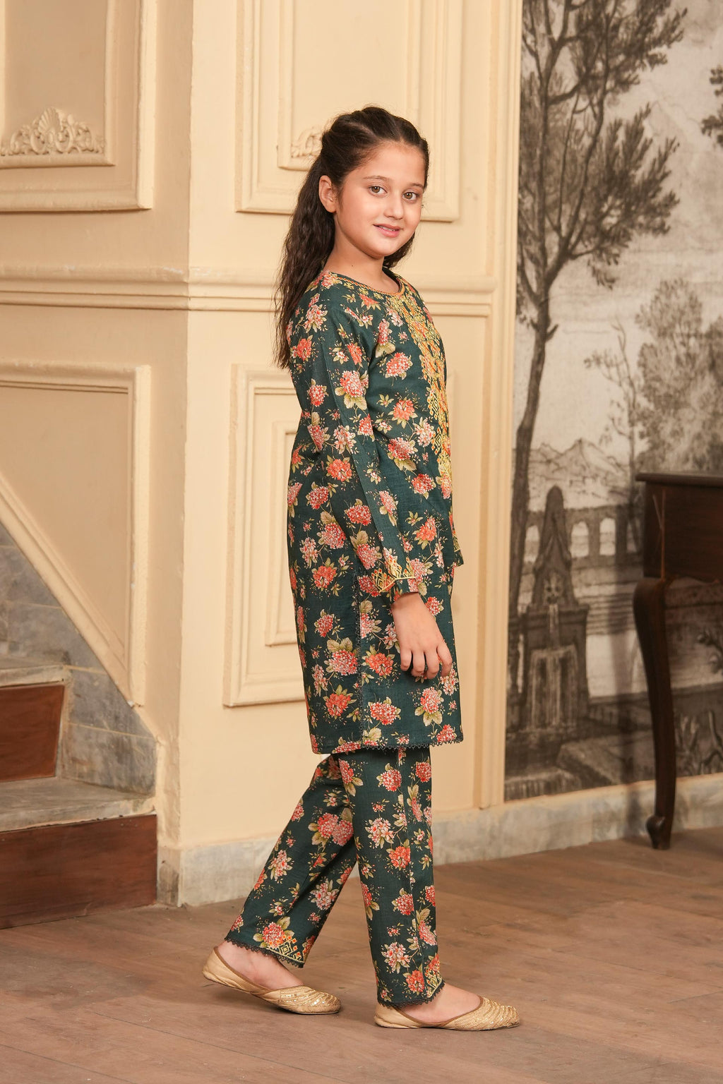 Verdant Charm  Printed Khaddar 02 Piece – Green (RTW) 🍀