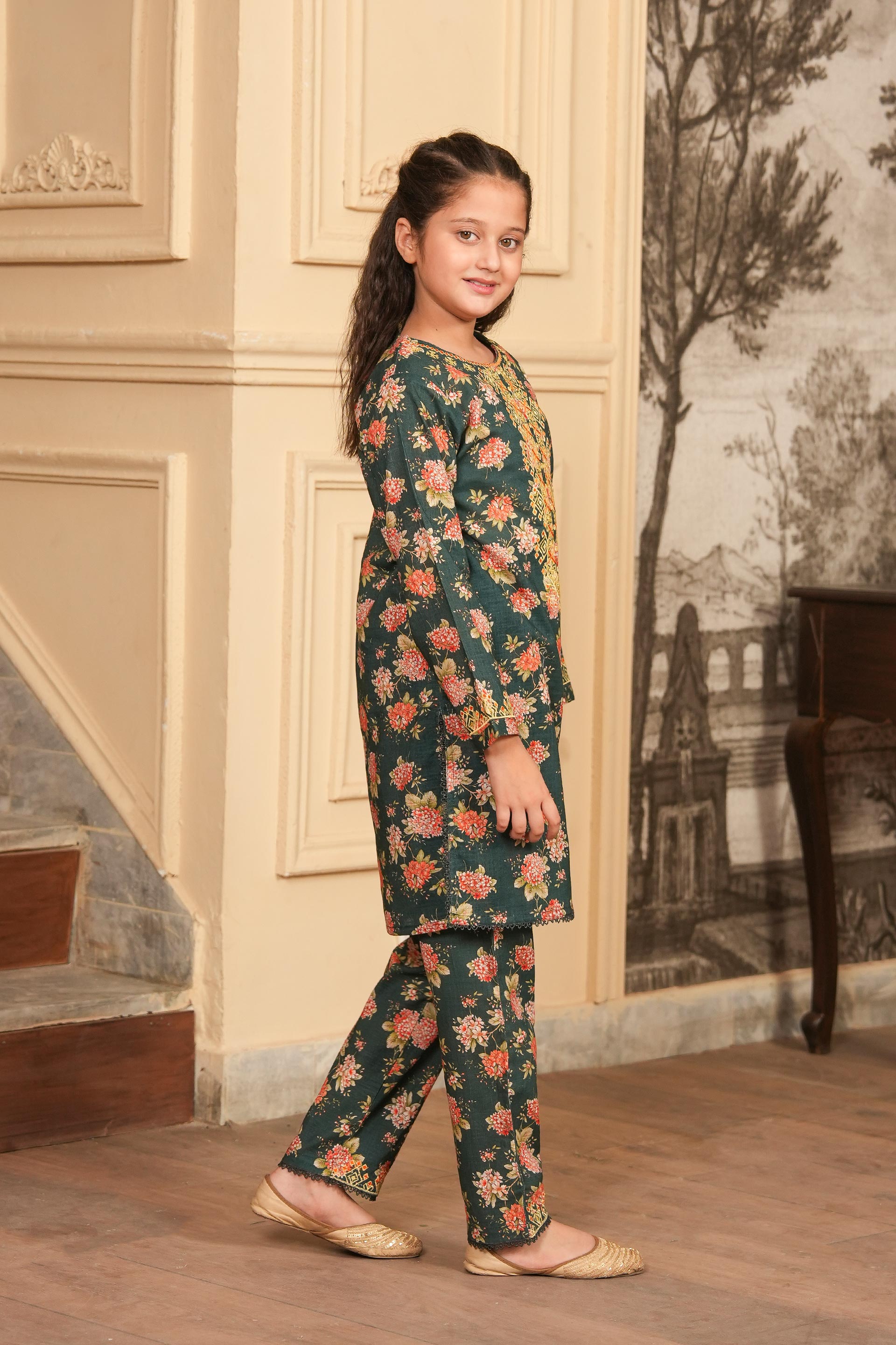 Verdant Charm  Printed Khaddar 02 Piece – Green (RTW) 🍀