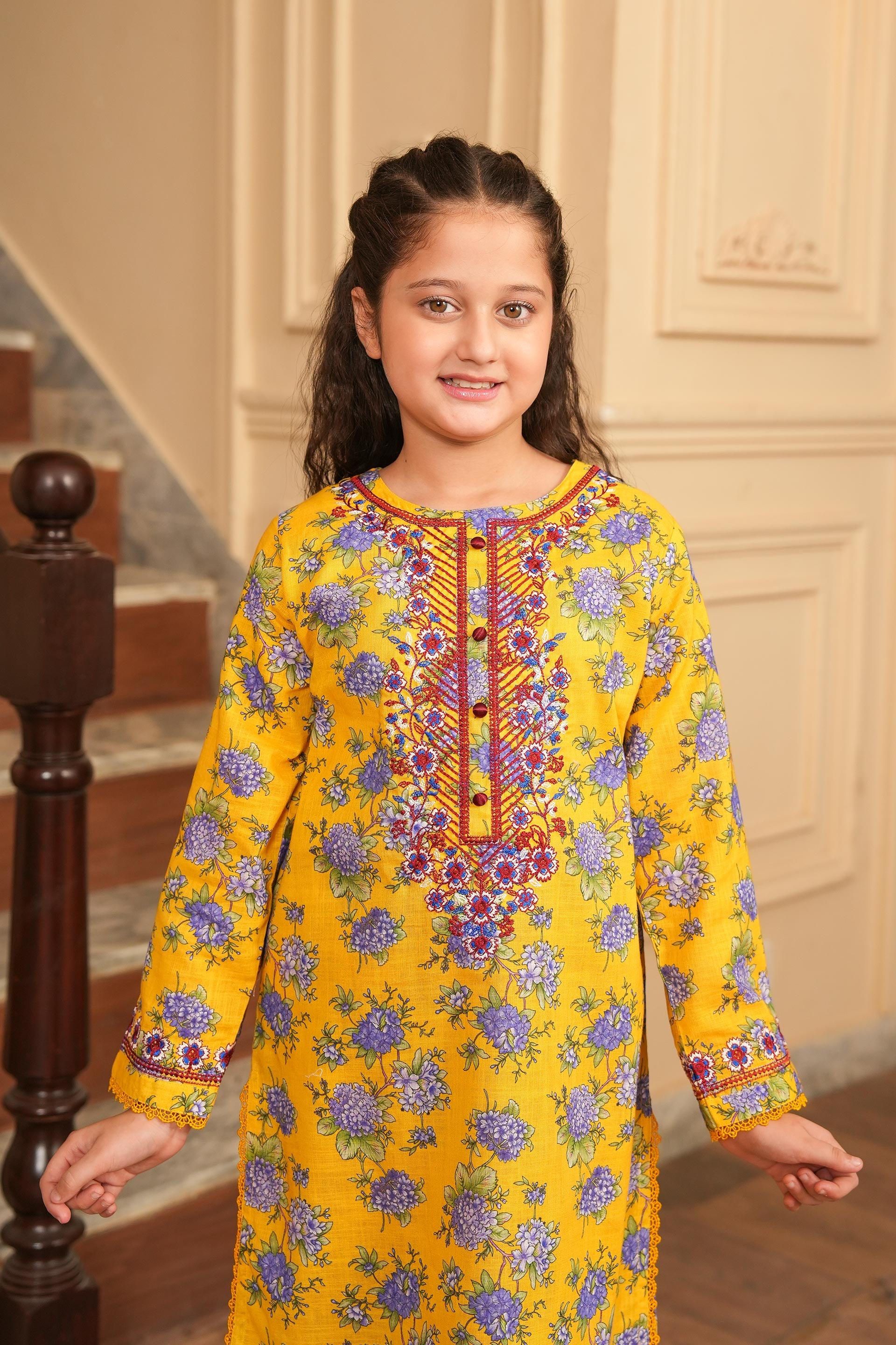Marigold Printed Embroidered Khaddar 02 Piece – Yellow 🌼 (RTW)