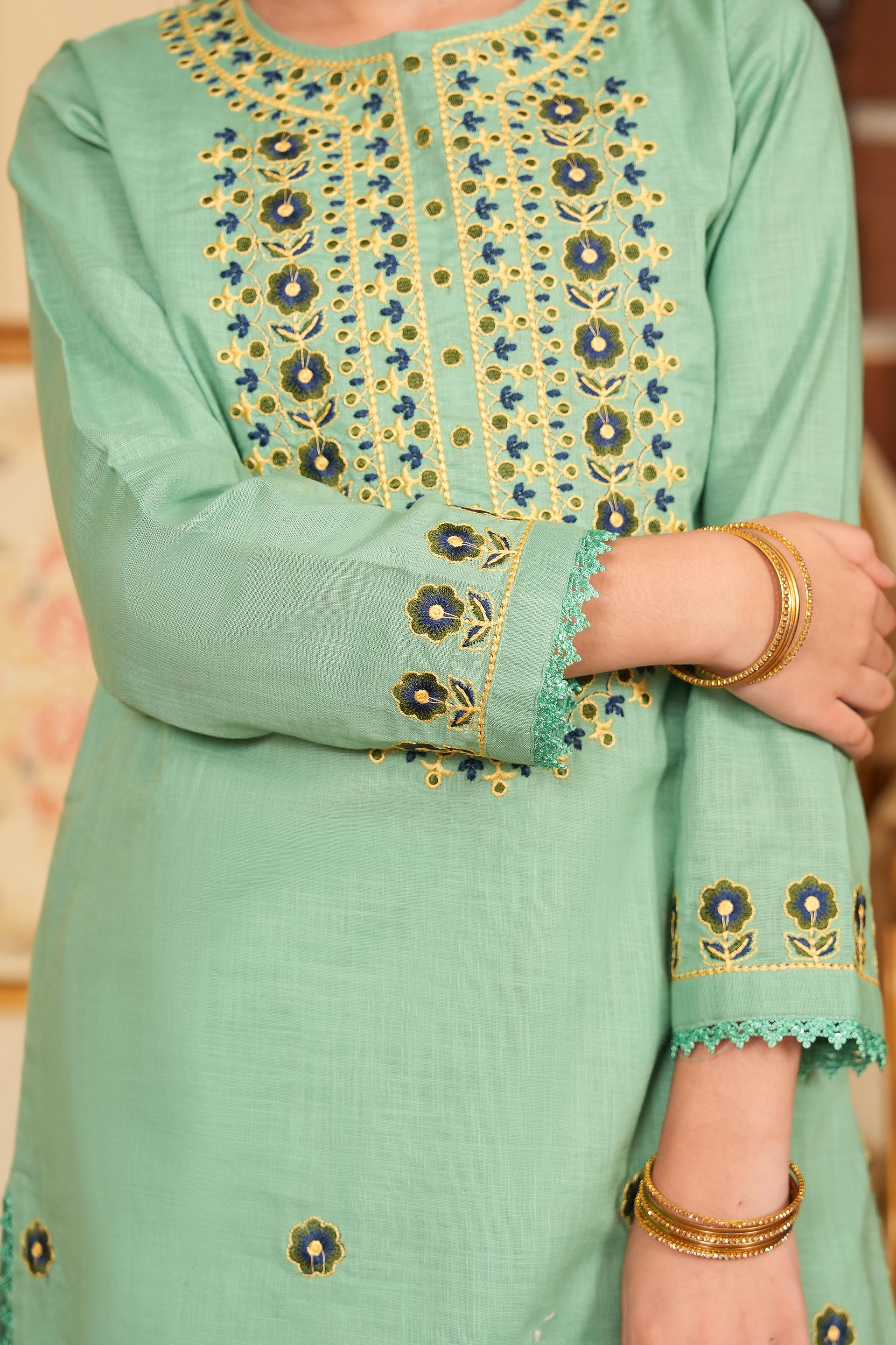Haya Classic Embroidered Khaddar 2 Piece – Sage Dew (RTW) 🪷