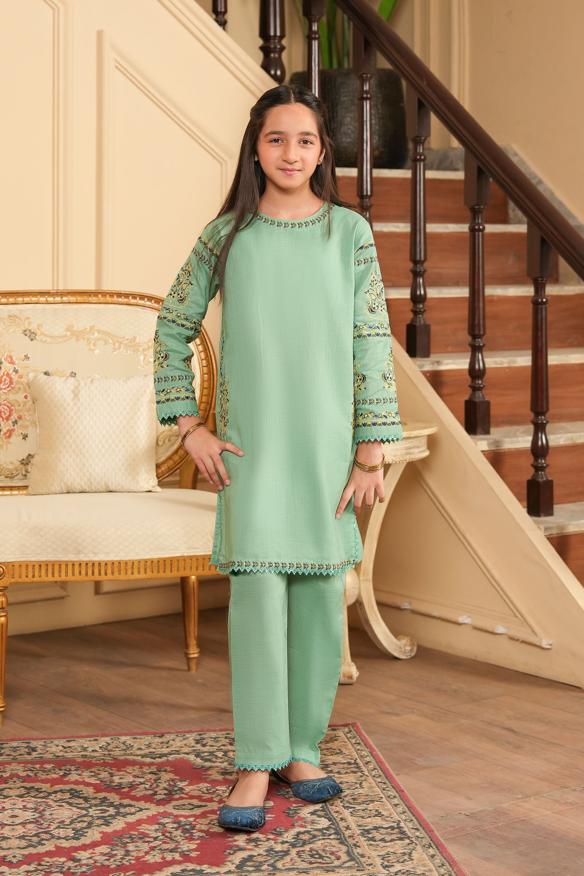 Mint Breeze Embroidered Khaddar 2 Piece – Mint  (RTW)🌿