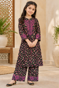 Magenta Glow – Imported Kotrai Embroidered 2Pc Black Dress