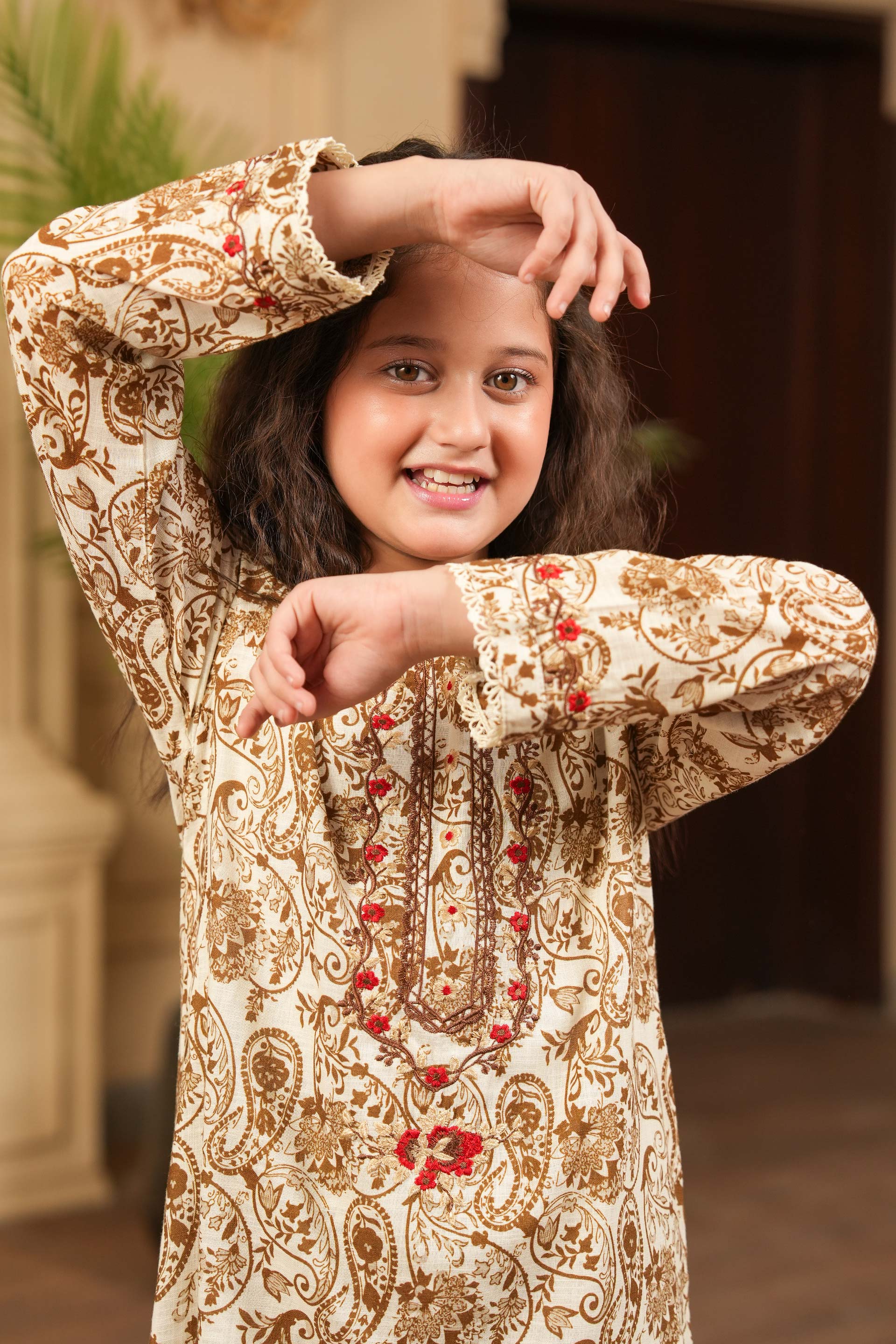 Whispering Threads Printed Khaddar 2PC – Beige 🍁 (RTW)