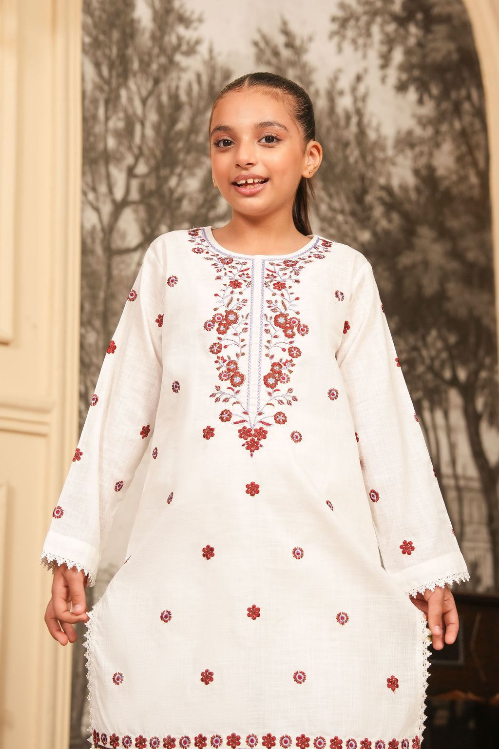 Gulnaar Embroidered Khaddar 2 Piece – Ivory Bloom (RTW) 🌸