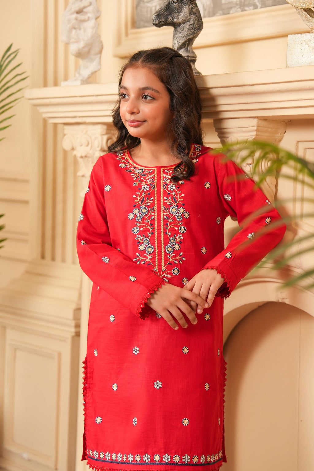 Sang-e-Lal Style Embroidered Khaddar 02 Piece – Red 🧣 (RTW)