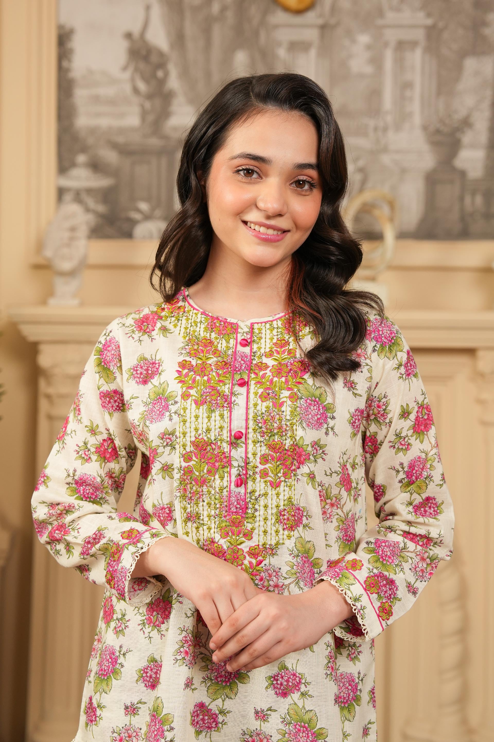 Blossom Veil Printed Khaddar 02 Piece – Cream (RTW) 🌼