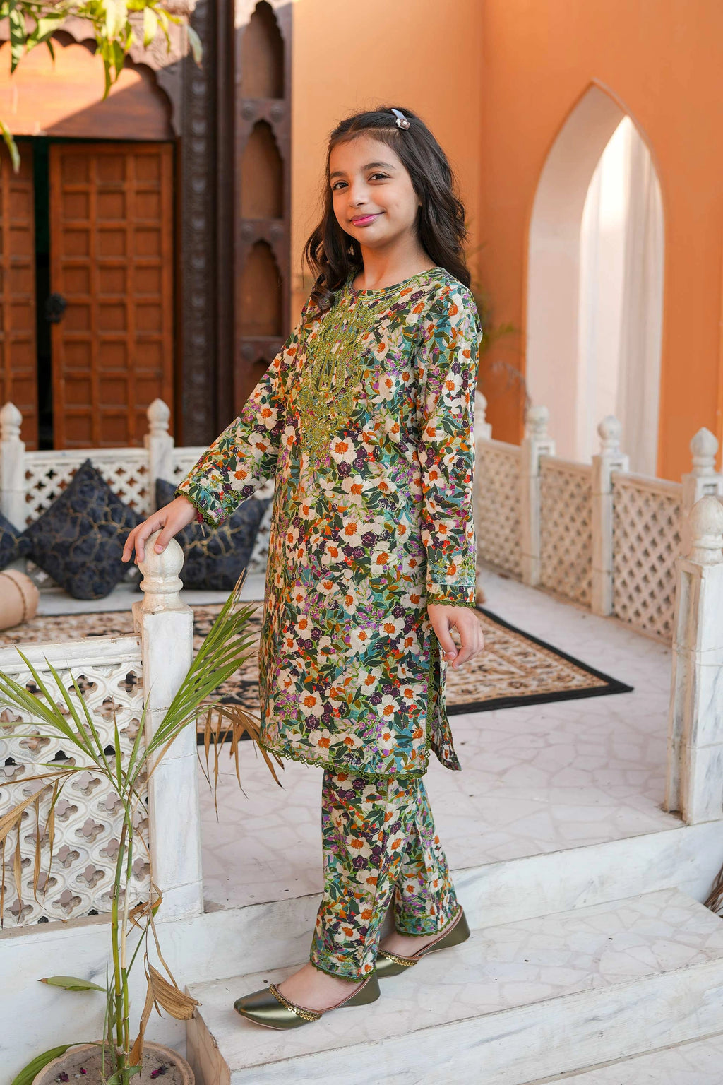 Botanical Garden 🌸 Printed Cotton 2-Piece – Cream Base (RTW)