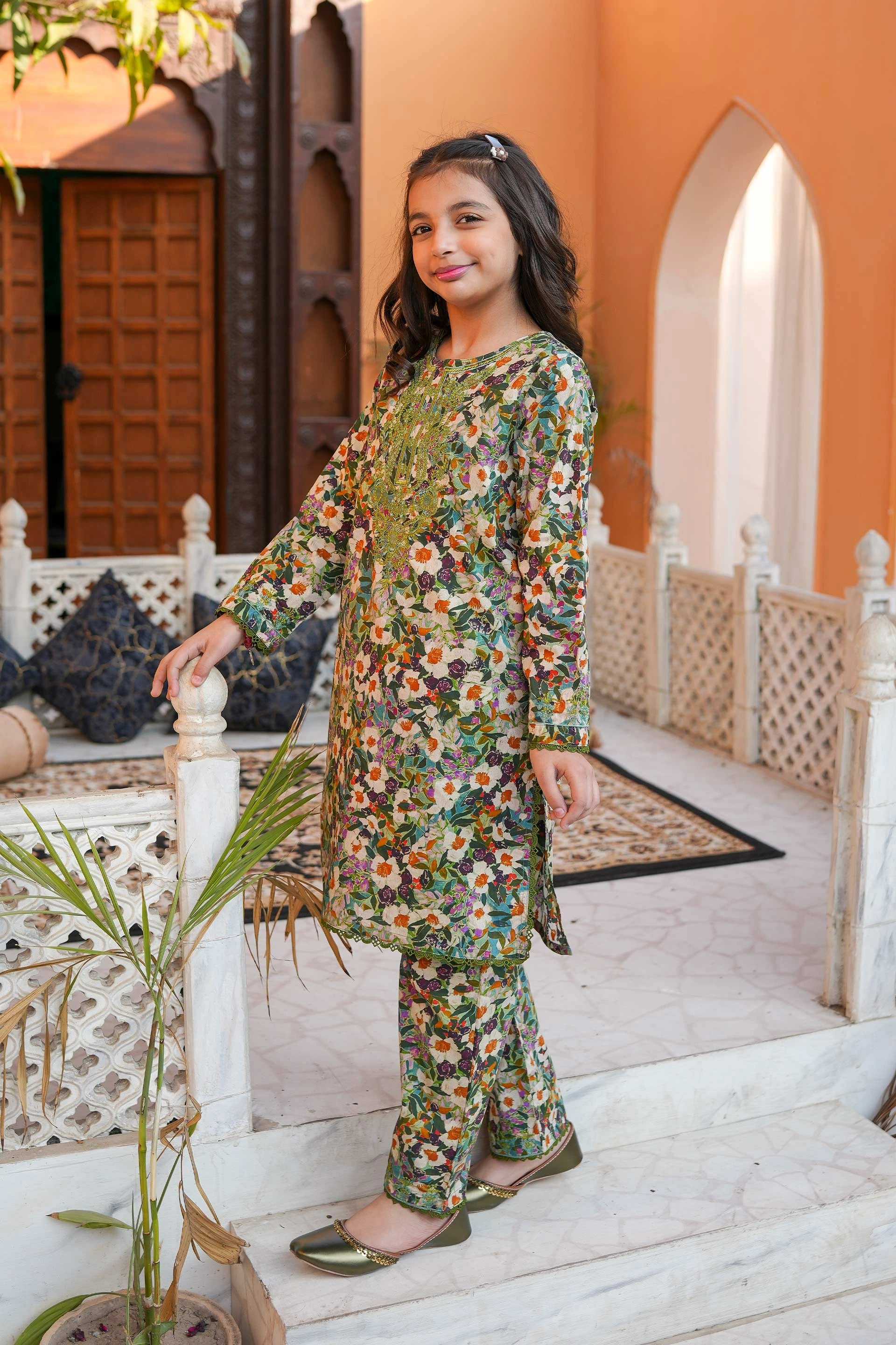 Botanical Garden 🌸 Printed Cotton 2-Piece – Cream Base (RTW)