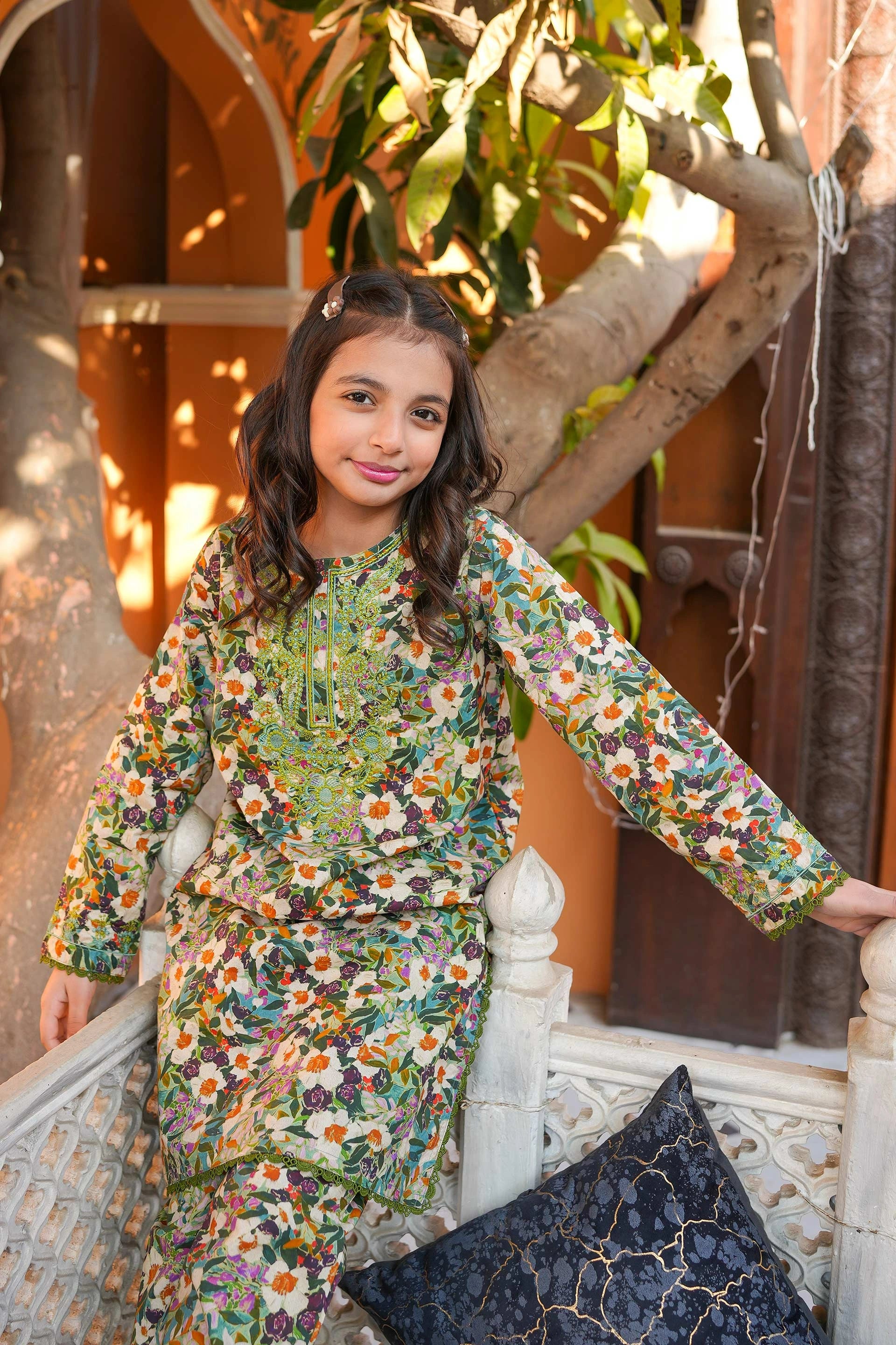 Botanical Garden 🌸 Printed Cotton 2-Piece – Cream Base (RTW)