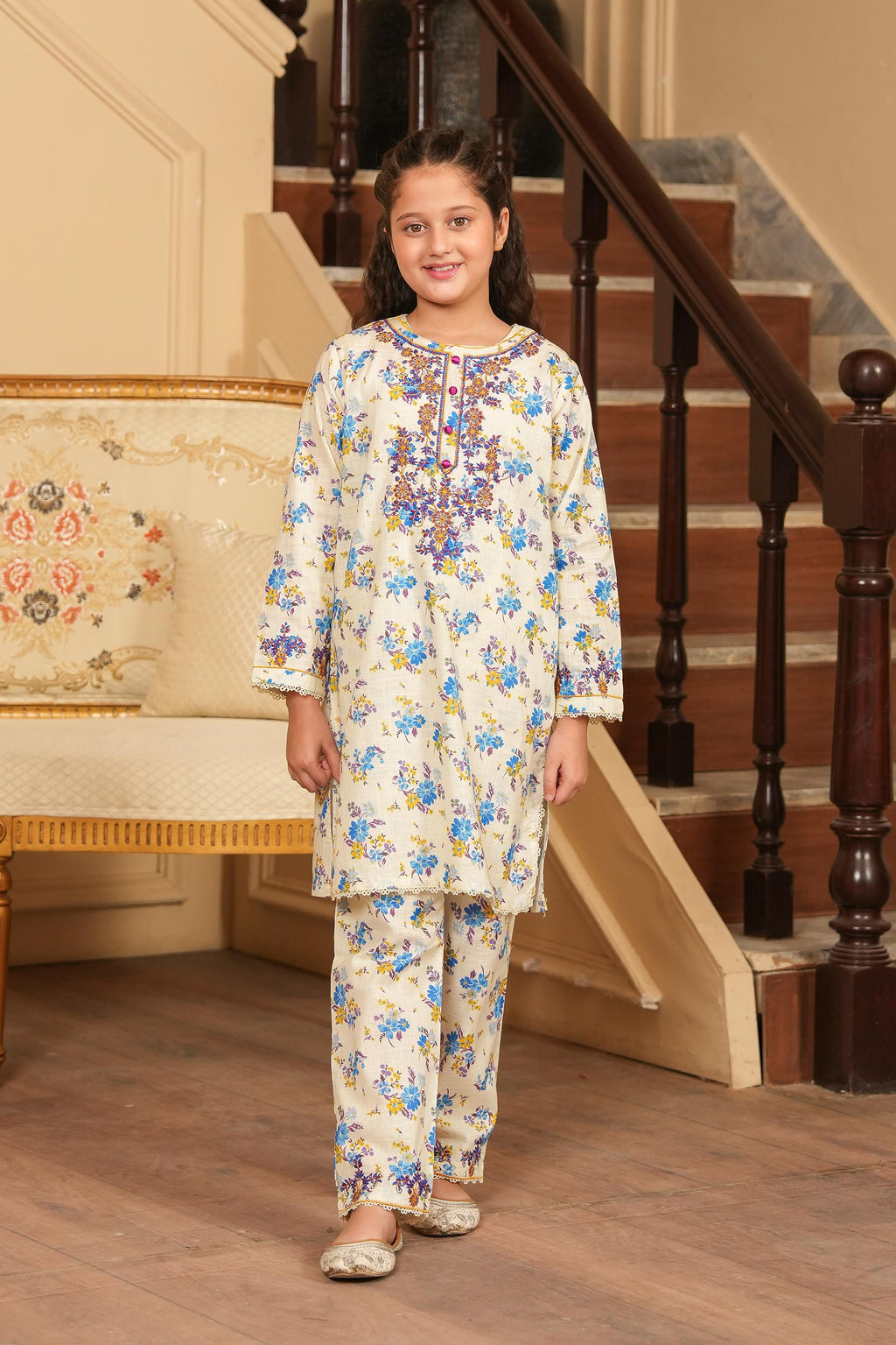 Gentle Grace Printed Khaddar 02 Piece – Ivory (RTW) 🕊️🌸