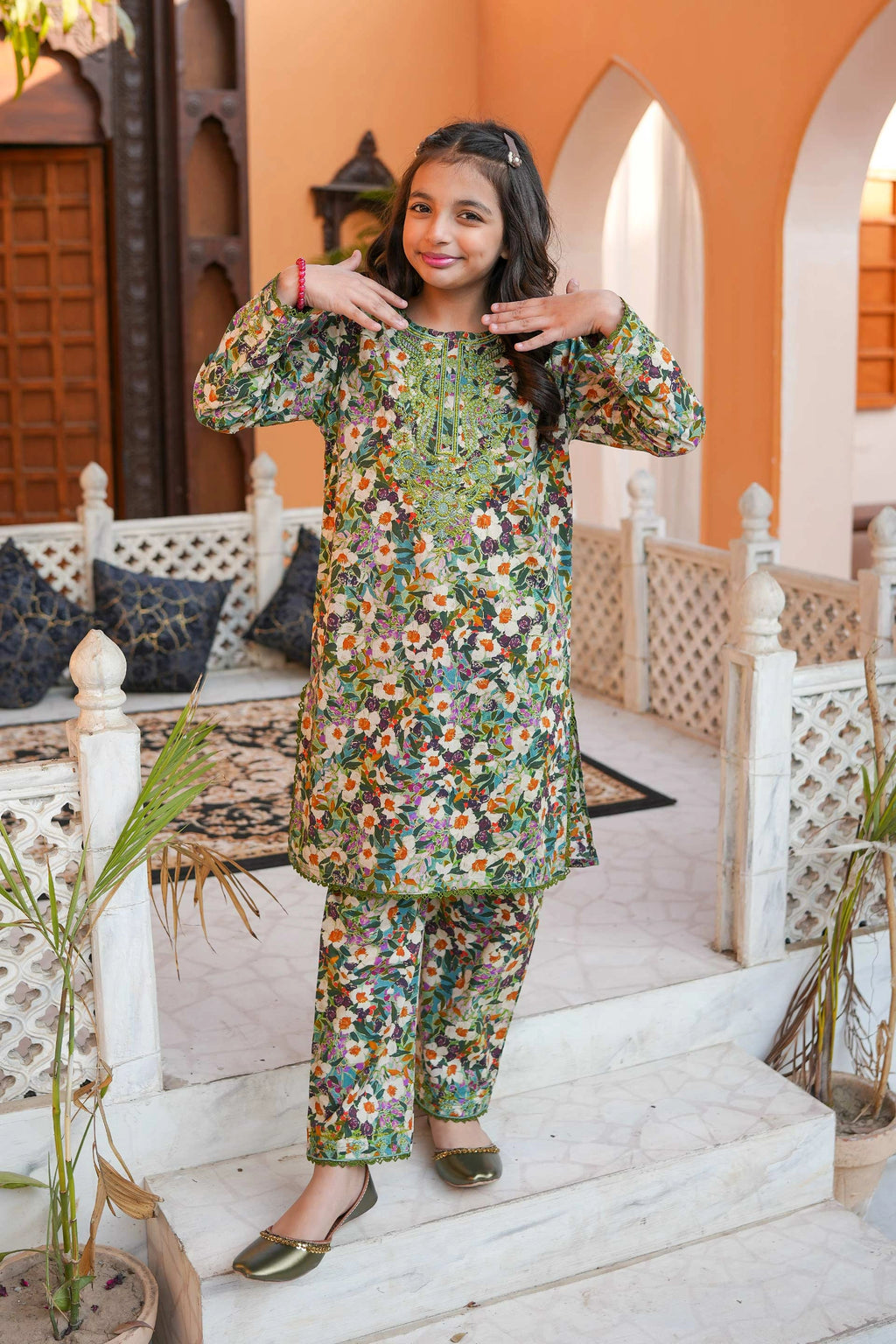 Botanical Garden 🌸 Printed Cotton 2-Piece – Cream Base (RTW)