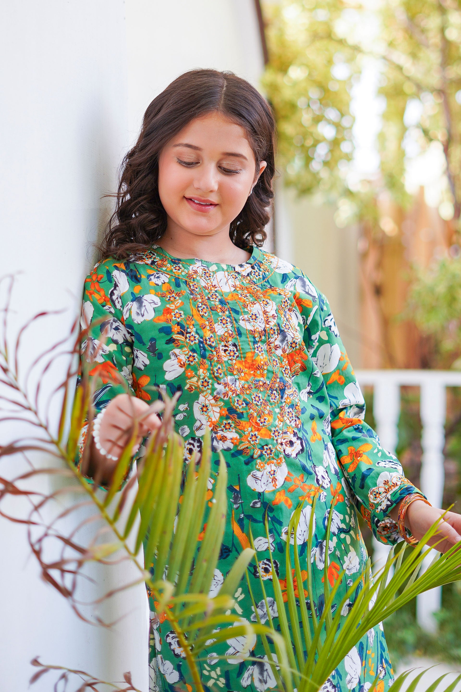 Emerald Garden Charm Set – Imported Printed China Lawn Green (RTW)