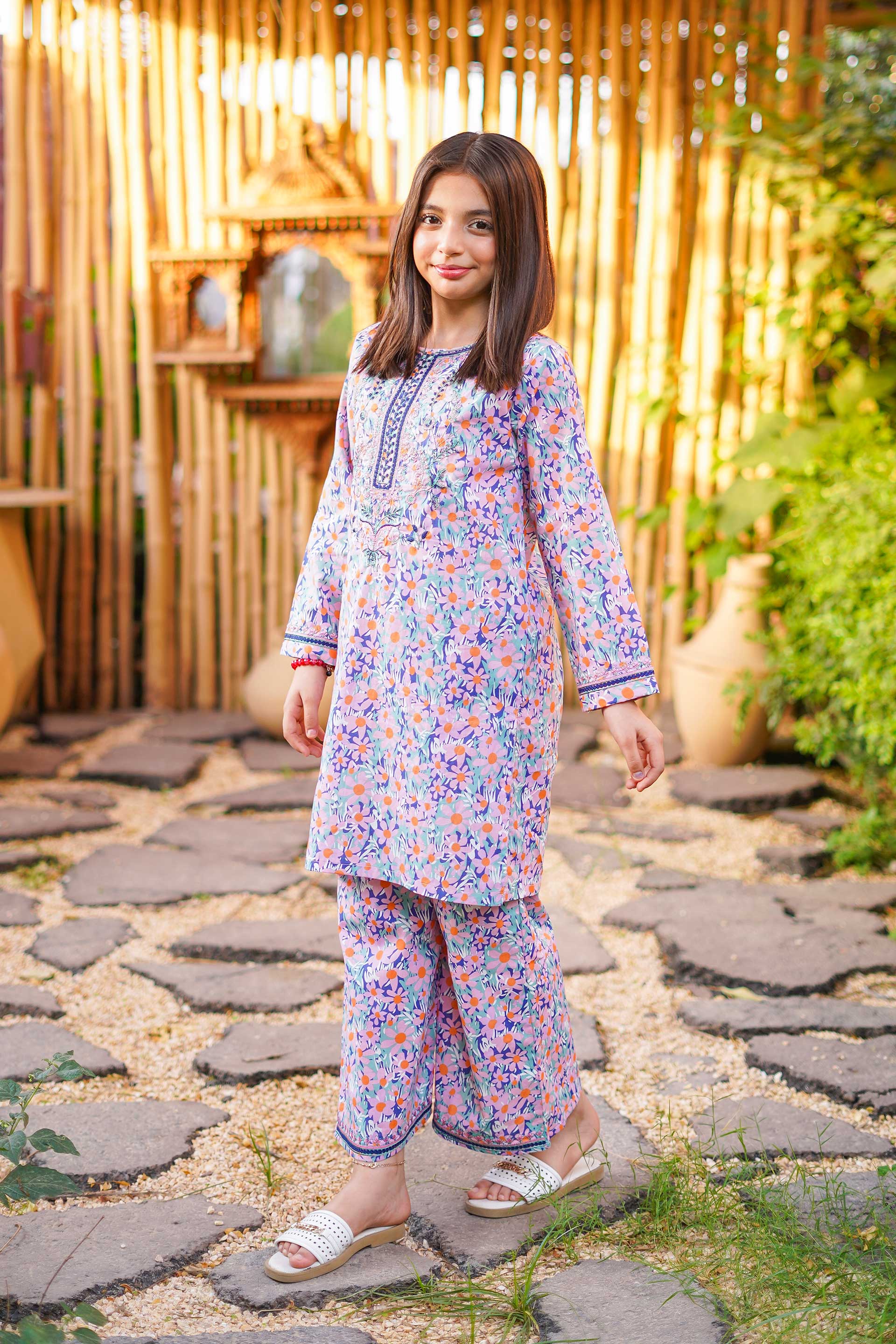 Sunny Garden Classic – Imported Printed China Lawn 2Pc – Soft Purple (RTW)