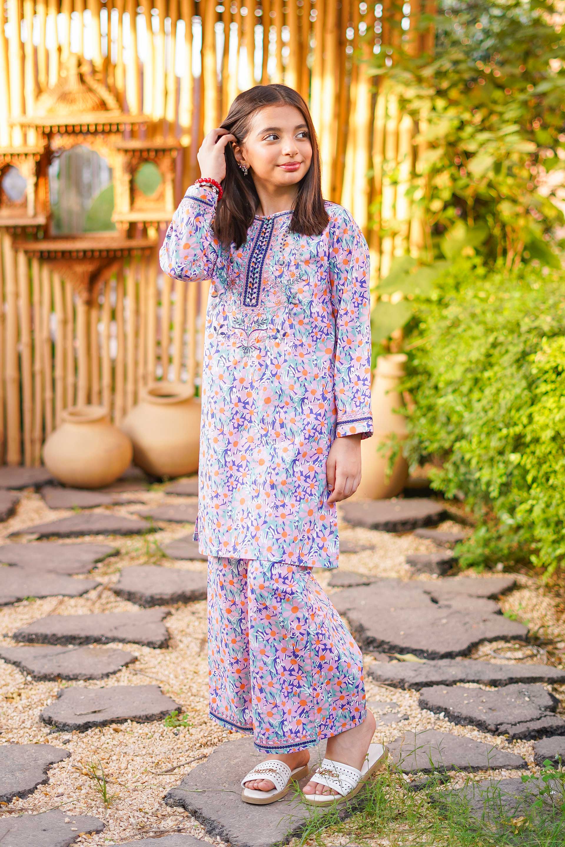 Sunny Garden Classic – Imported Printed China Lawn 2Pc – Soft Purple (RTW)