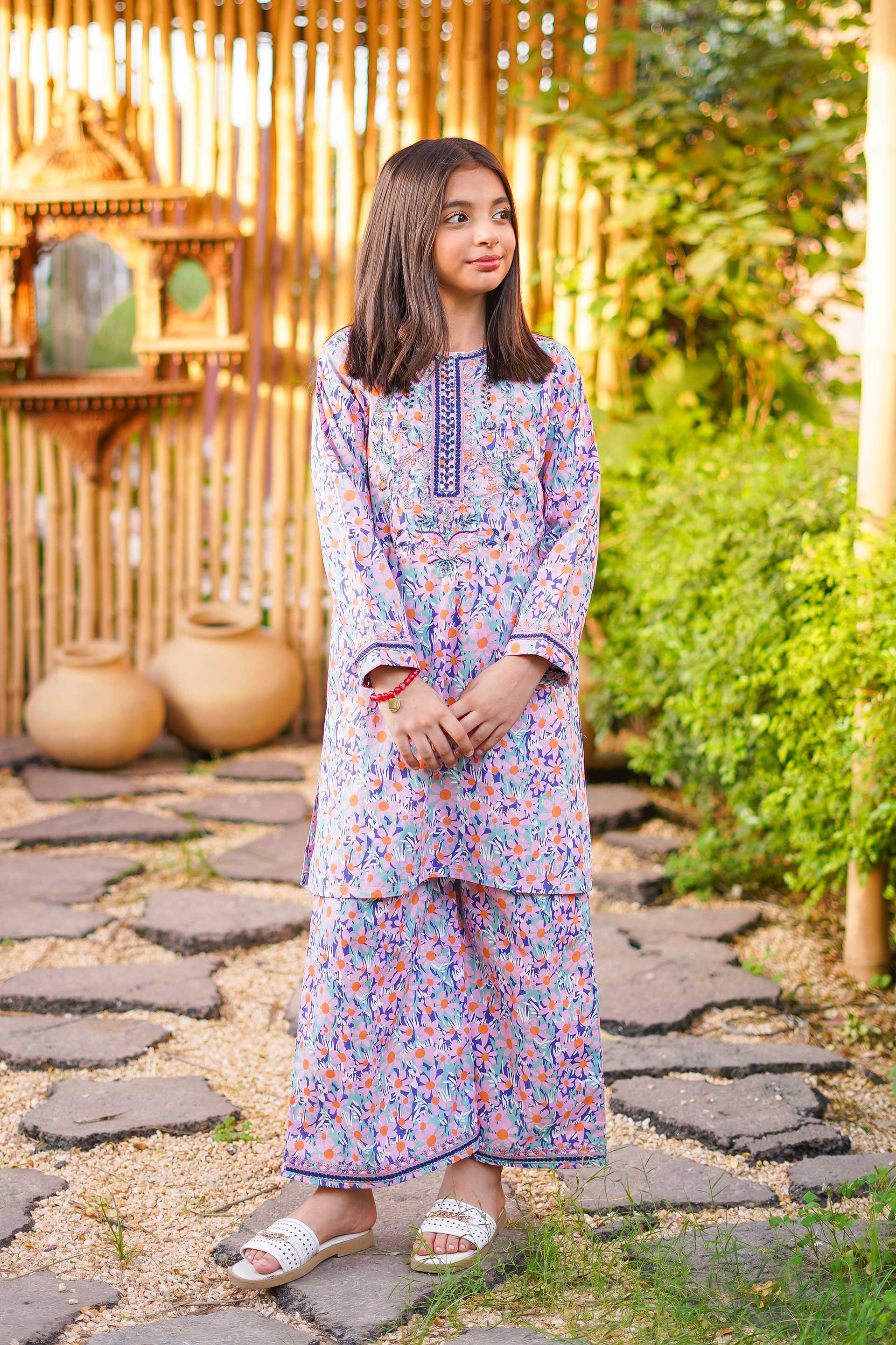 Sunny Garden Classic – Imported Printed China Lawn 2Pc – Soft Purple (RTW)