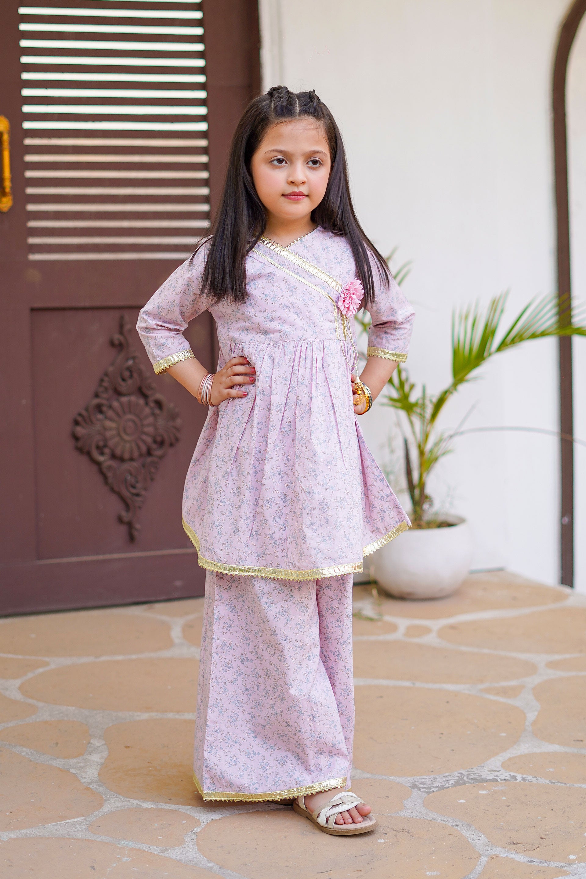 Graceful Petal Set – Imported Printed China Lawn 2Pc – Rosy Blush (RTW)