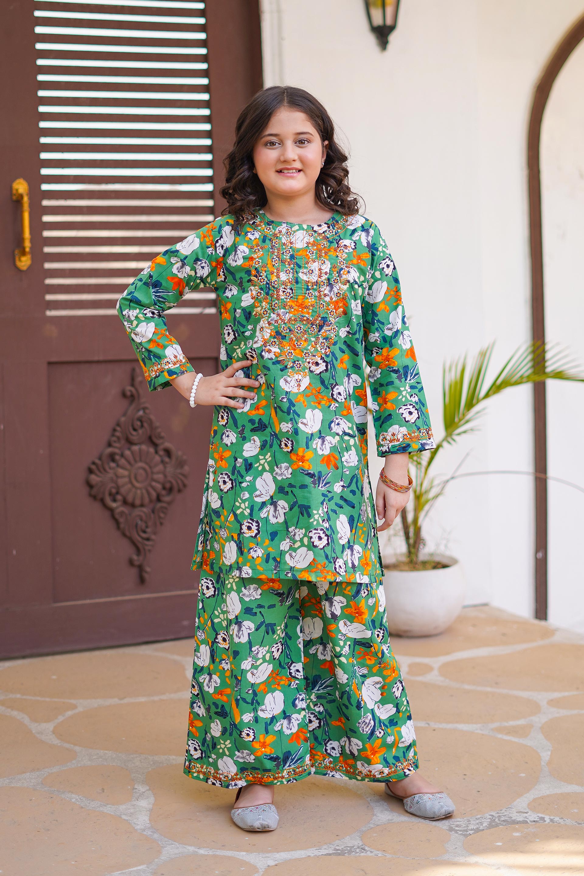 Emerald Garden Charm Set – Imported Printed China Lawn Green (RTW)