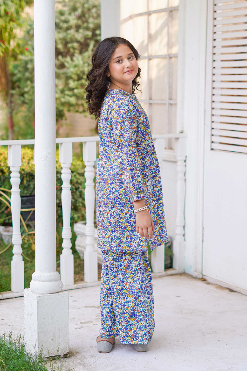 Meadow Blossom Charm – Imported Printed China Lawn 2Pc – Floral Blue (RTW)