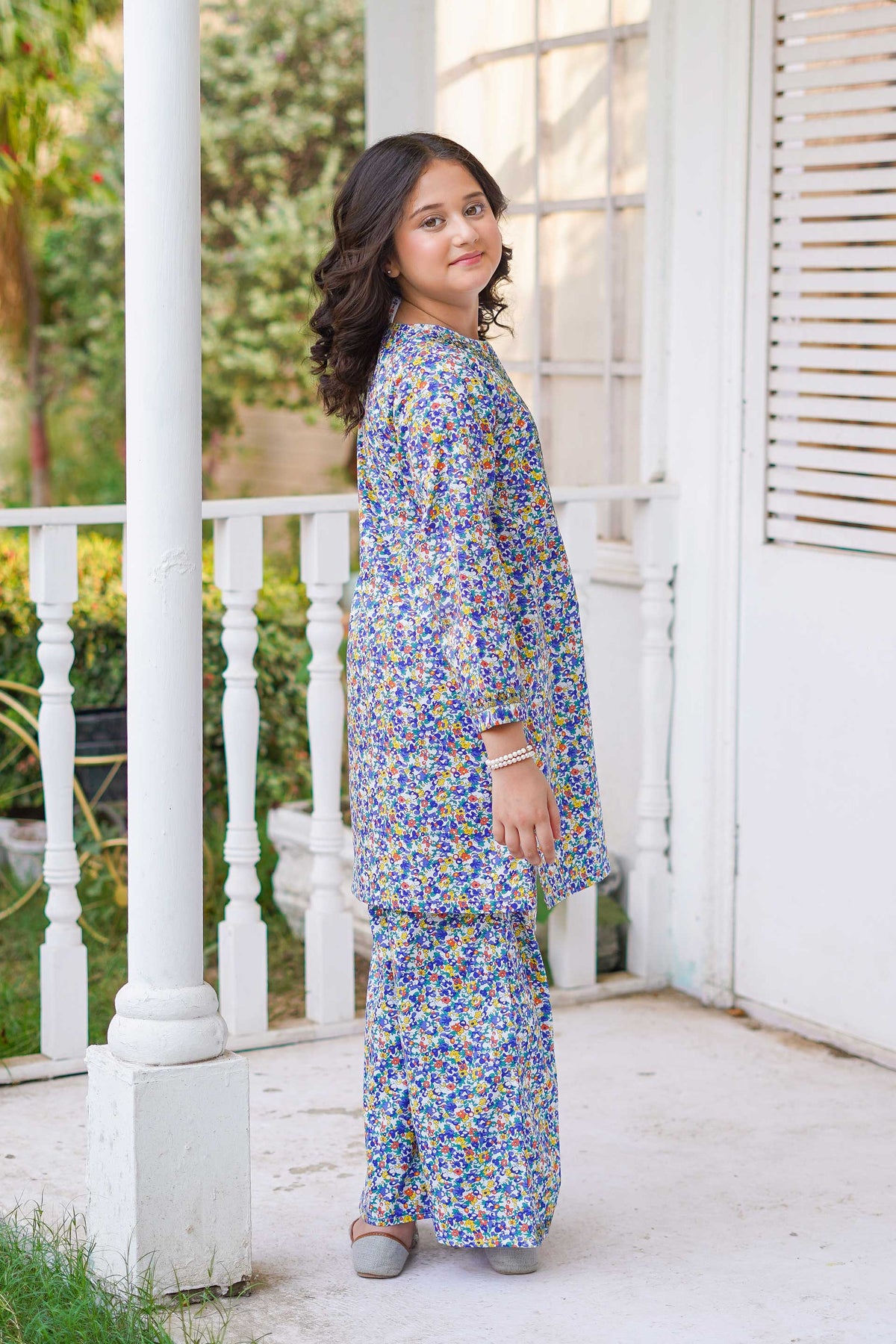 Meadow Blossom Charm – Imported Printed China Lawn 2Pc – Floral Blue (RTW)