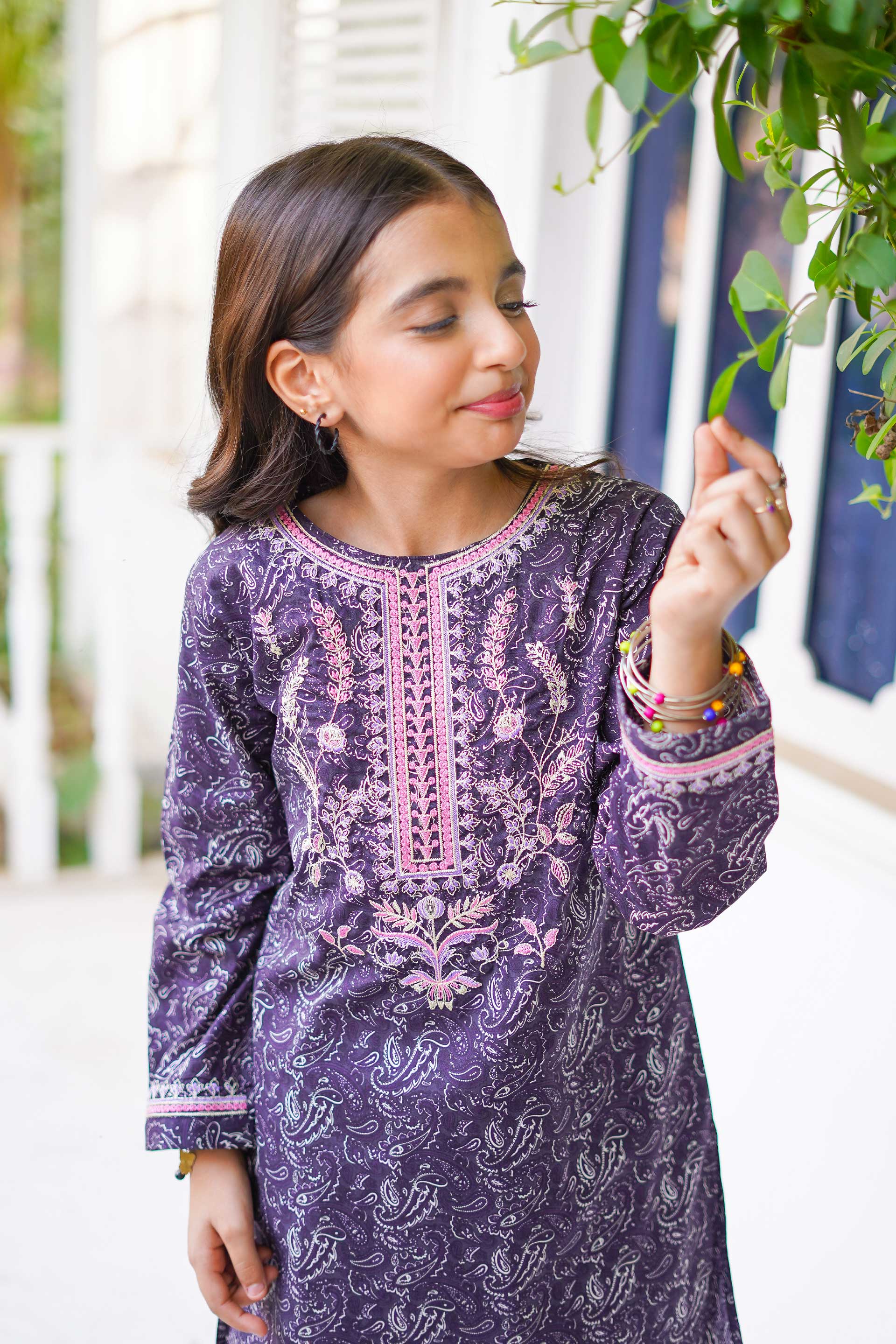 Princess Paisley Classic – Imported Printed China Lawn 2Pc – Berry Purple (RTW)