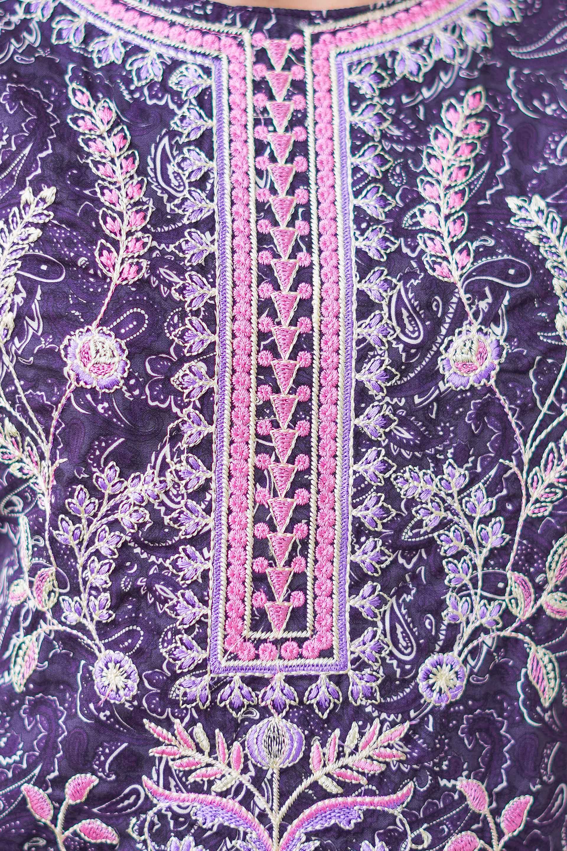 Princess Paisley Classic – Imported Printed China Lawn 2Pc – Berry Purple (RTW)