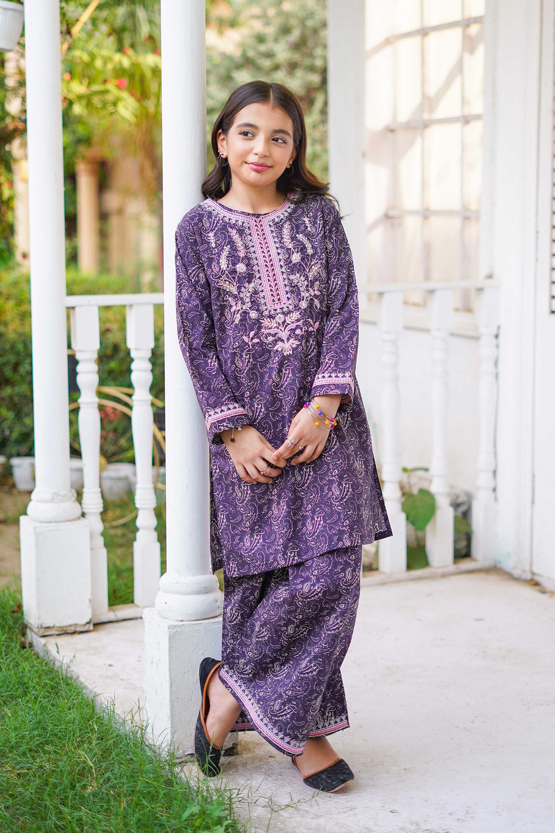 Princess Paisley Classic – Imported Printed China Lawn 2Pc – Berry Purple (RTW)