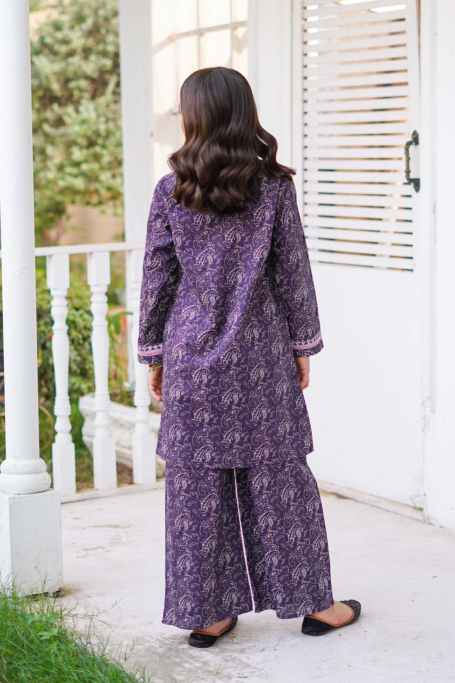Princess Paisley Classic – Imported Printed China Lawn 2Pc – Berry Purple (RTW)