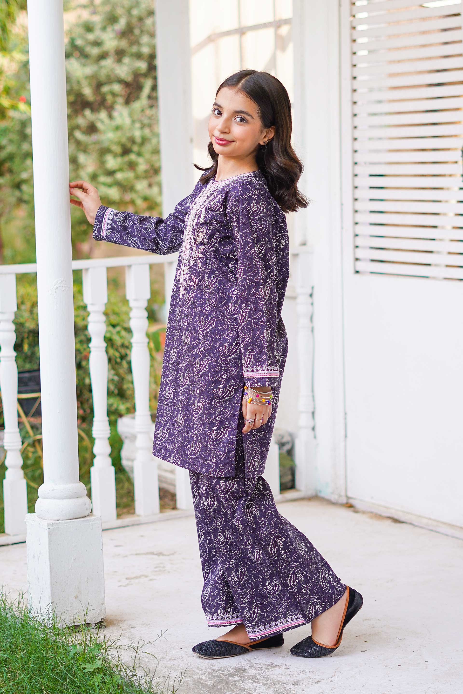 Princess Paisley Classic – Imported Printed China Lawn 2Pc – Berry Purple (RTW)