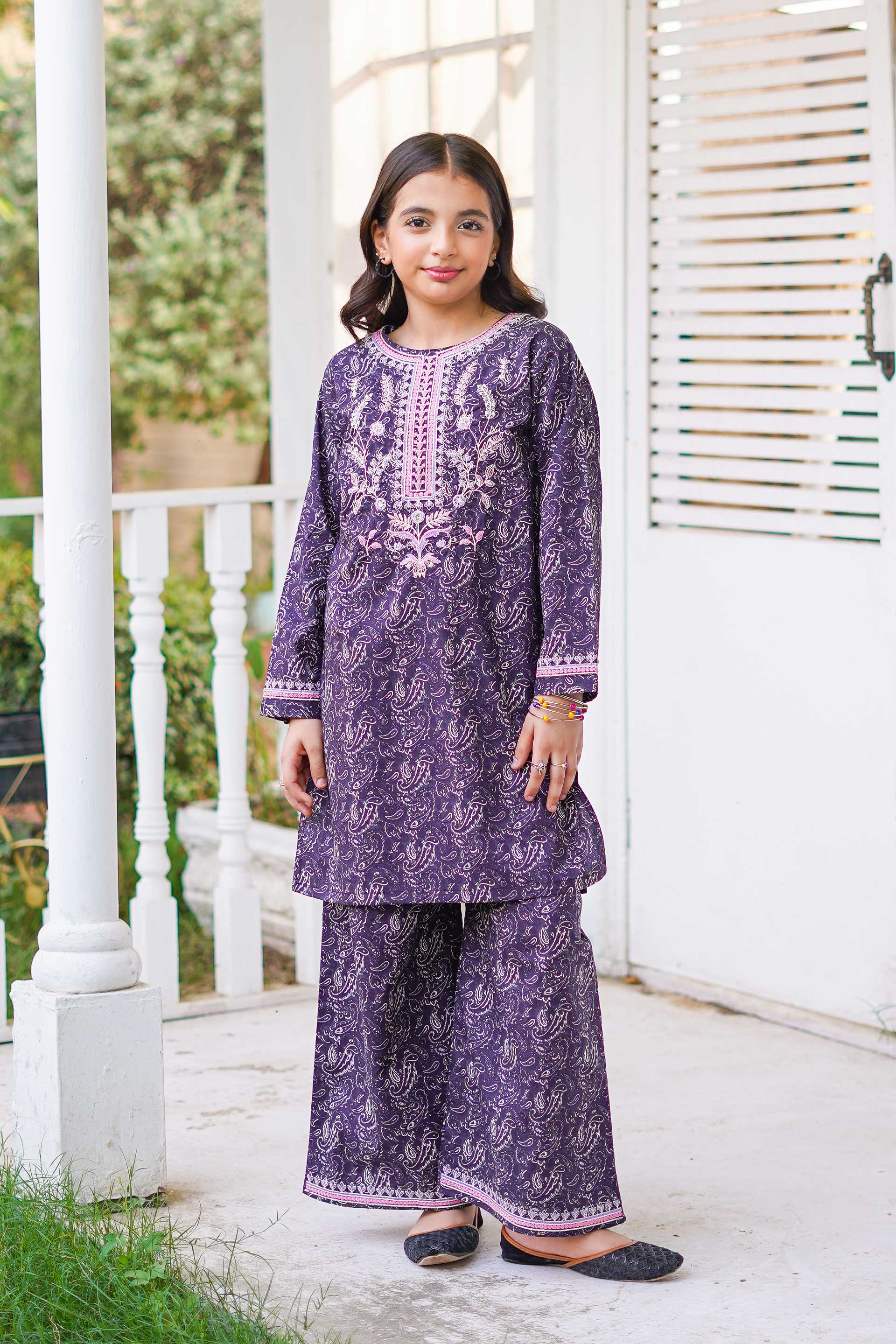 Princess Paisley Classic – Imported Printed China Lawn 2Pc – Berry Purple (RTW)