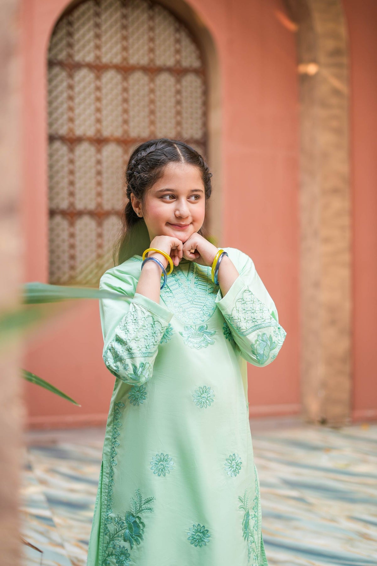 Mint Blossom Premium Cotton Embroidered 2Pc – Mint (RTW)