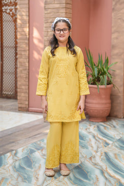 Sunlit Bloom Cotton Embroidered 2Pc – Mustard (RTW)