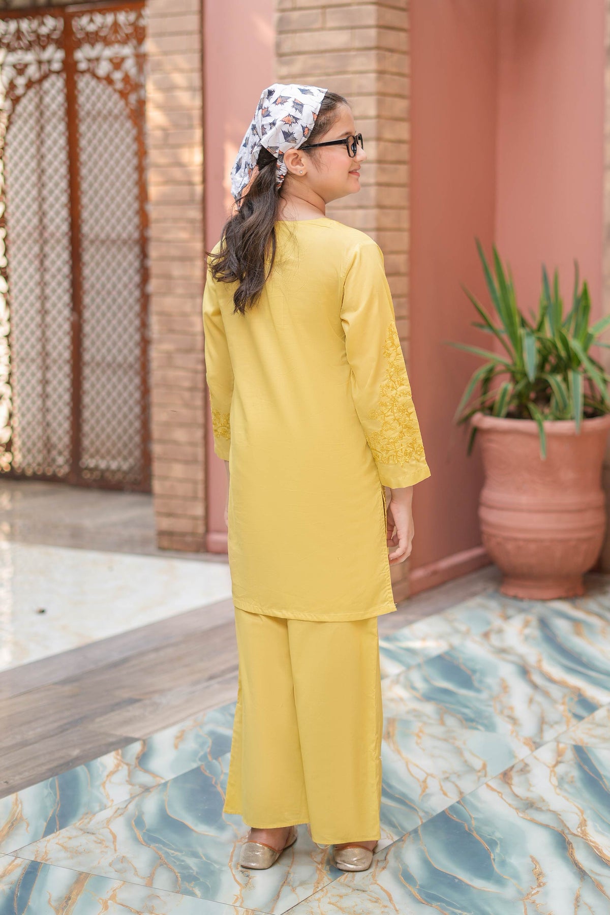 Sunlit Bloom Cotton Embroidered 2Pc – Mustard (RTW)